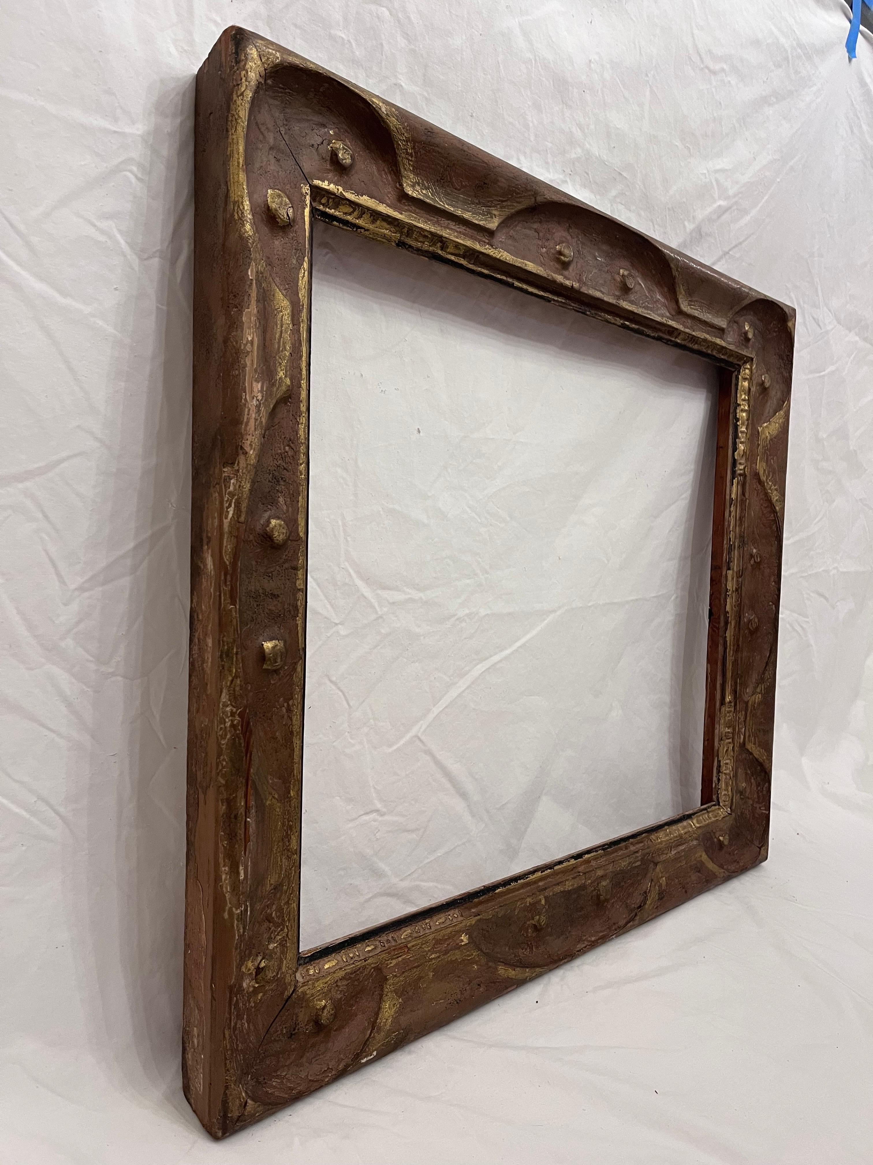 A rare and important, hand carved and hand finished, Modernist early 20th Century circa 1920's - 1930's American painting frame from the famed Carnegie Museum of Art in Pittsburgh. The rabbet size (size that holds the art) is 24.5