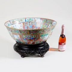 Important 21 inch Chinese Export Canton Porcelain Punch Bowl
