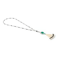 Important 21.70 Carat Colombian Emerald Tassel Sautoir Necklace