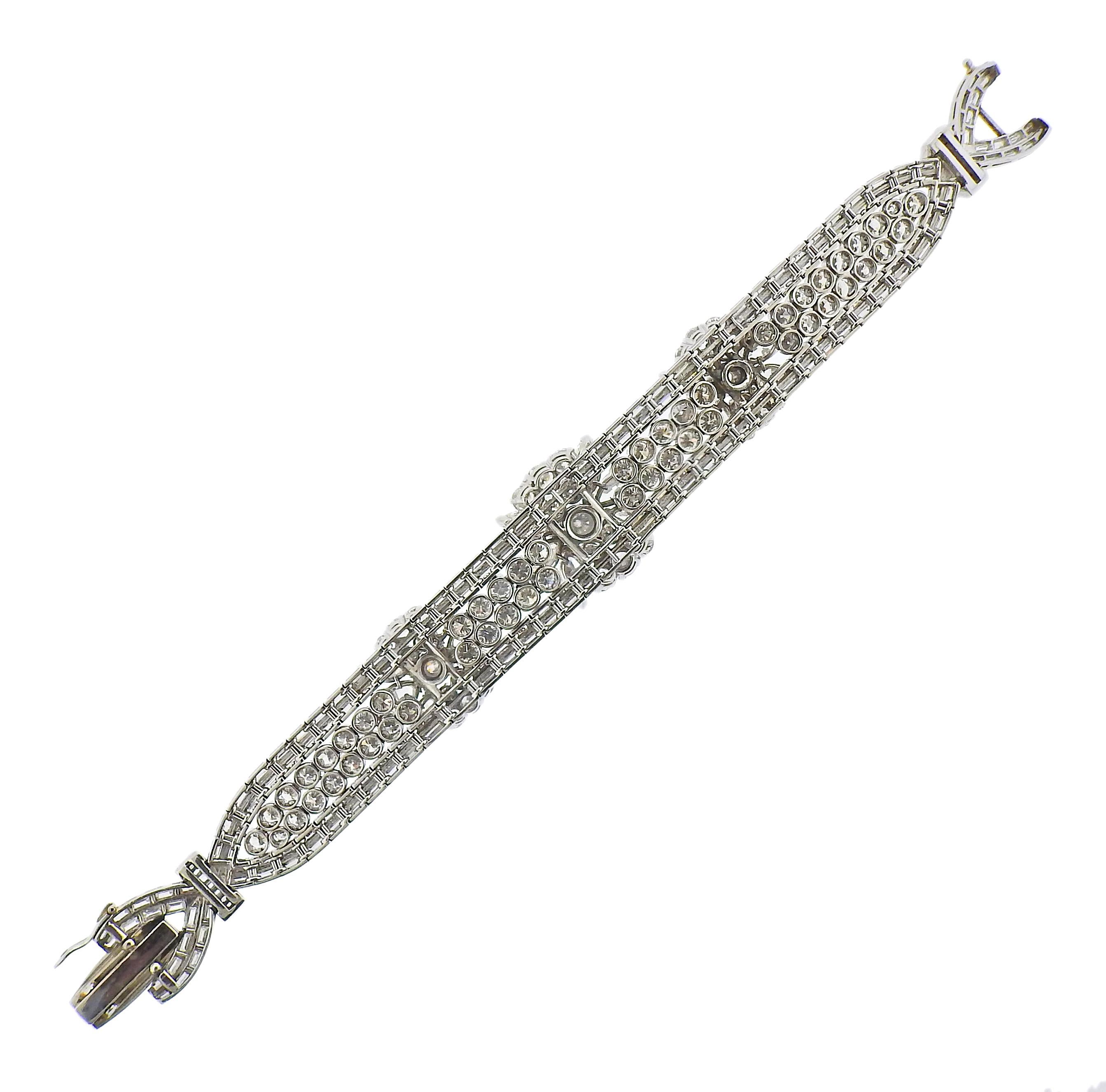 Women's 1930s Important 25 Carat Diamond Platinum Bracelet For Sale