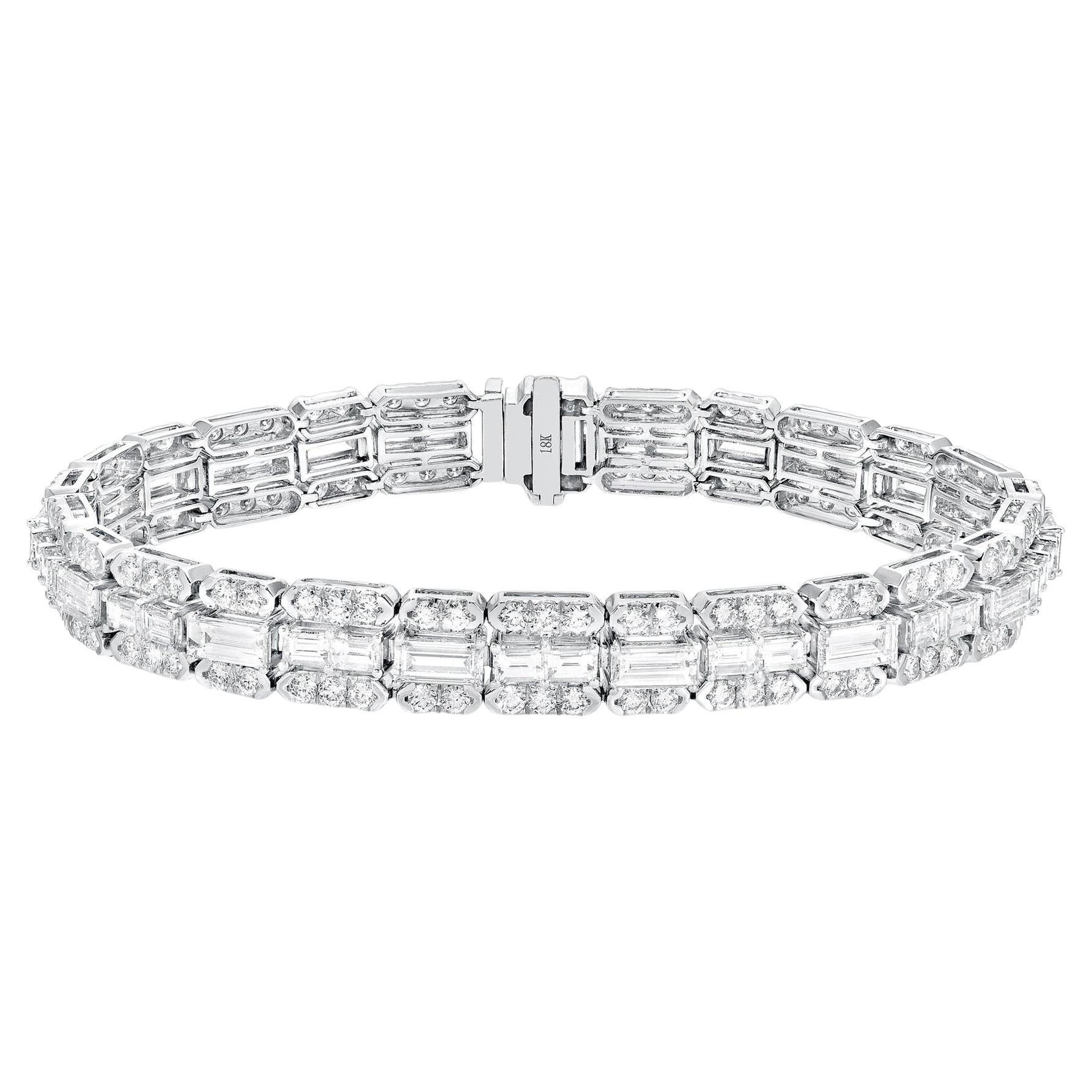 Wichtiges 3reihiges Diamantarmband 12 Karat 18K Weißgold