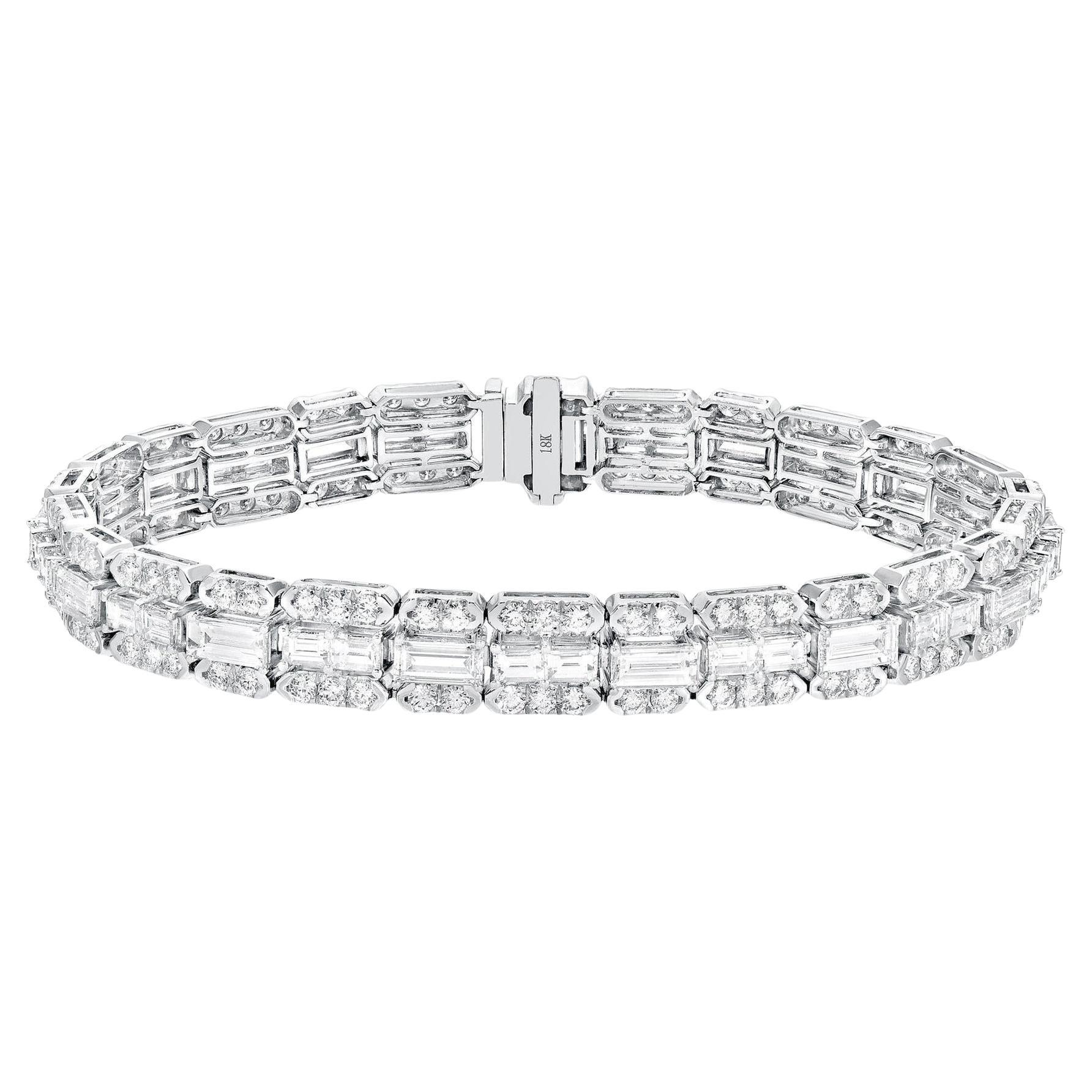 Wichtiges 3reihiges Diamantarmband 12 Karat 18K Weißgold