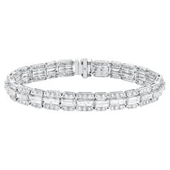 Importante Pulsera de 3 filas de diamantes de 12 quilates de oro blanco de 18 quilates