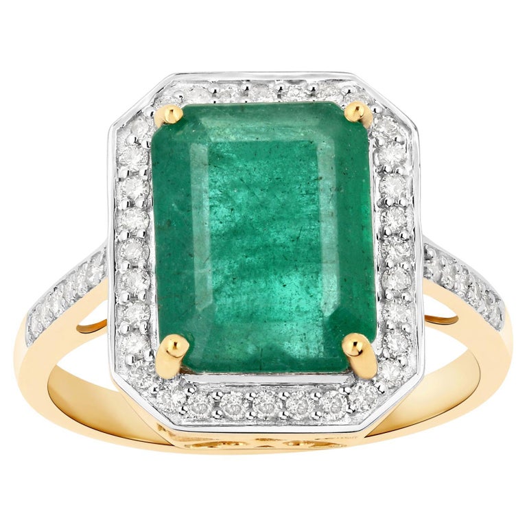 Important 4.40 Carat Zambian Emerald and Diamond Statement Ring 14k