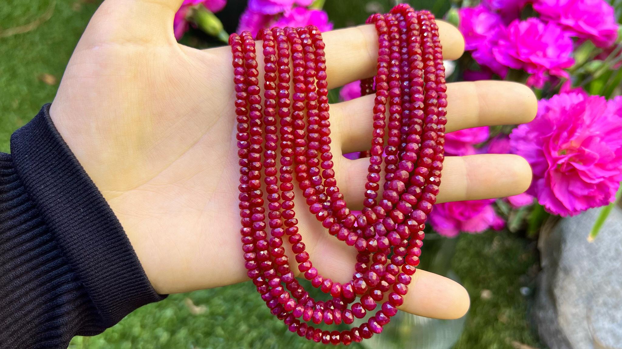 Art Deco Important 560 Carats Ruby Bead Multi-Strand Necklace 16 Inches For Sale