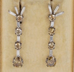 Important 5.80 Carat Fancy Orange Brown Diamond Vintage Drop Earrings