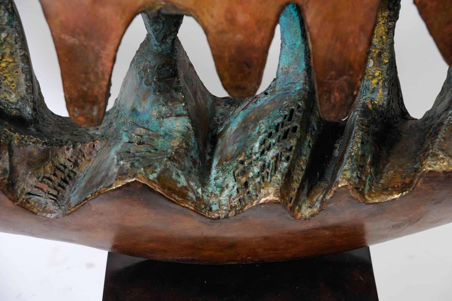 Patinated Important Abstract Bronze Sculpture Signed by Constantin andreou