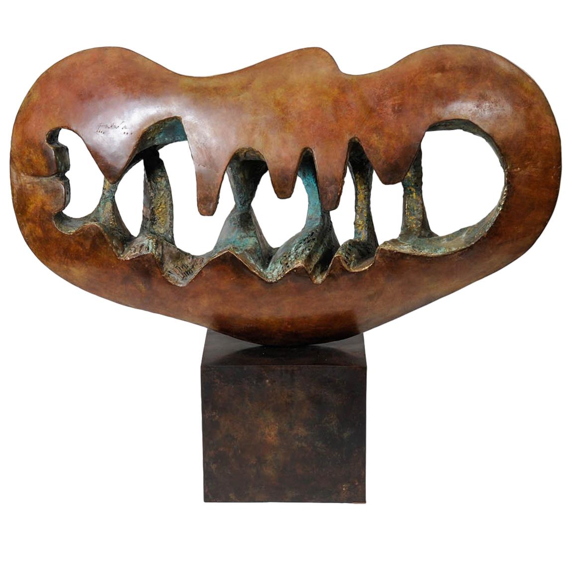 Important Abstract Bronze Sculpture Signed by Constantin andreou