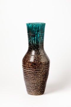 Important Accolay Mid-20th Century Ceramic Vase Blue and Black