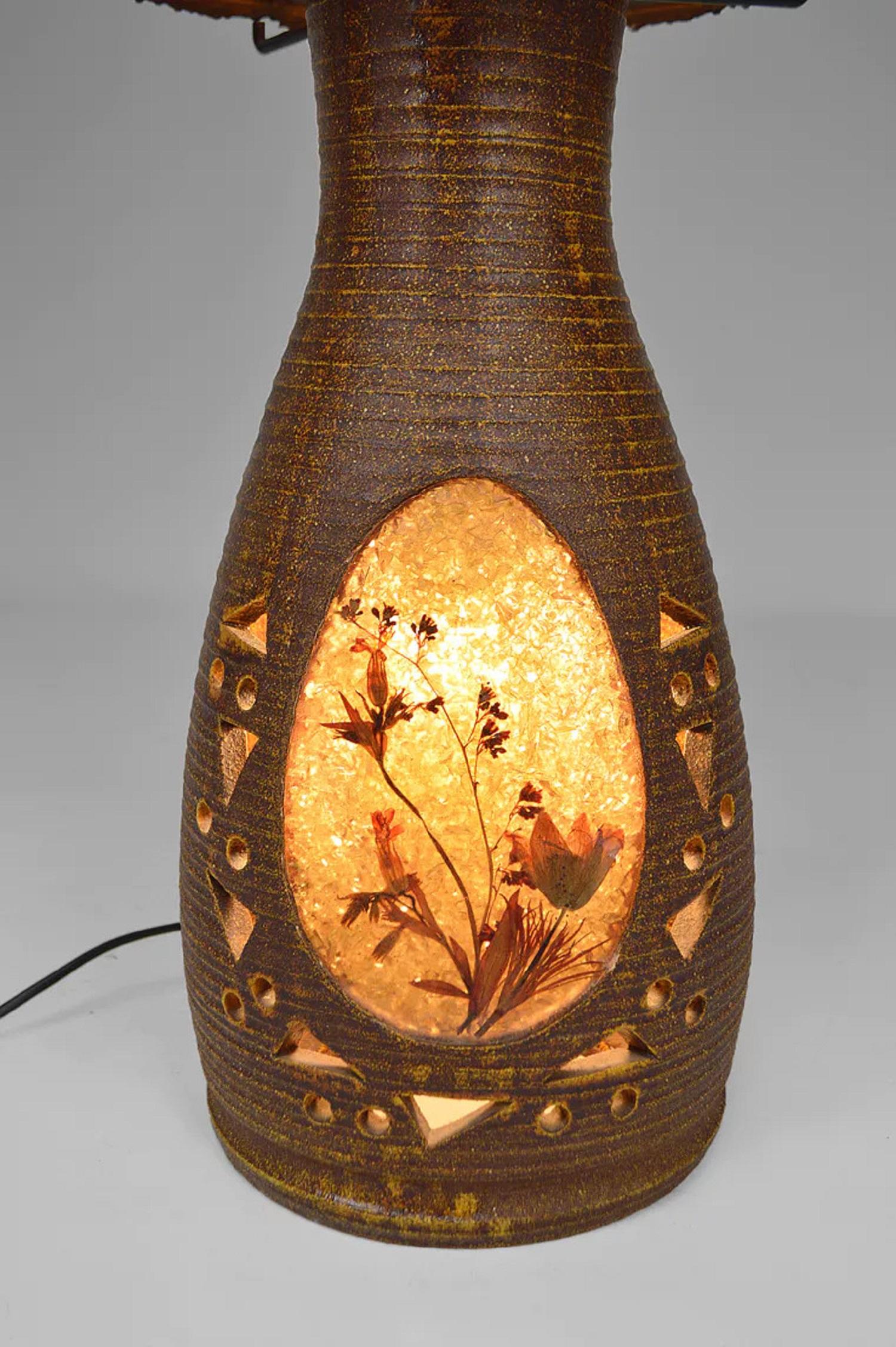 Importante lampada Accolay, ceramica, rame e resina multicolore, Francia, CIRCA 1970 in vendita 8