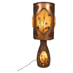 Importante lampada Accolay, ceramica, rame e resina multicolore, Francia, CIRCA 1970