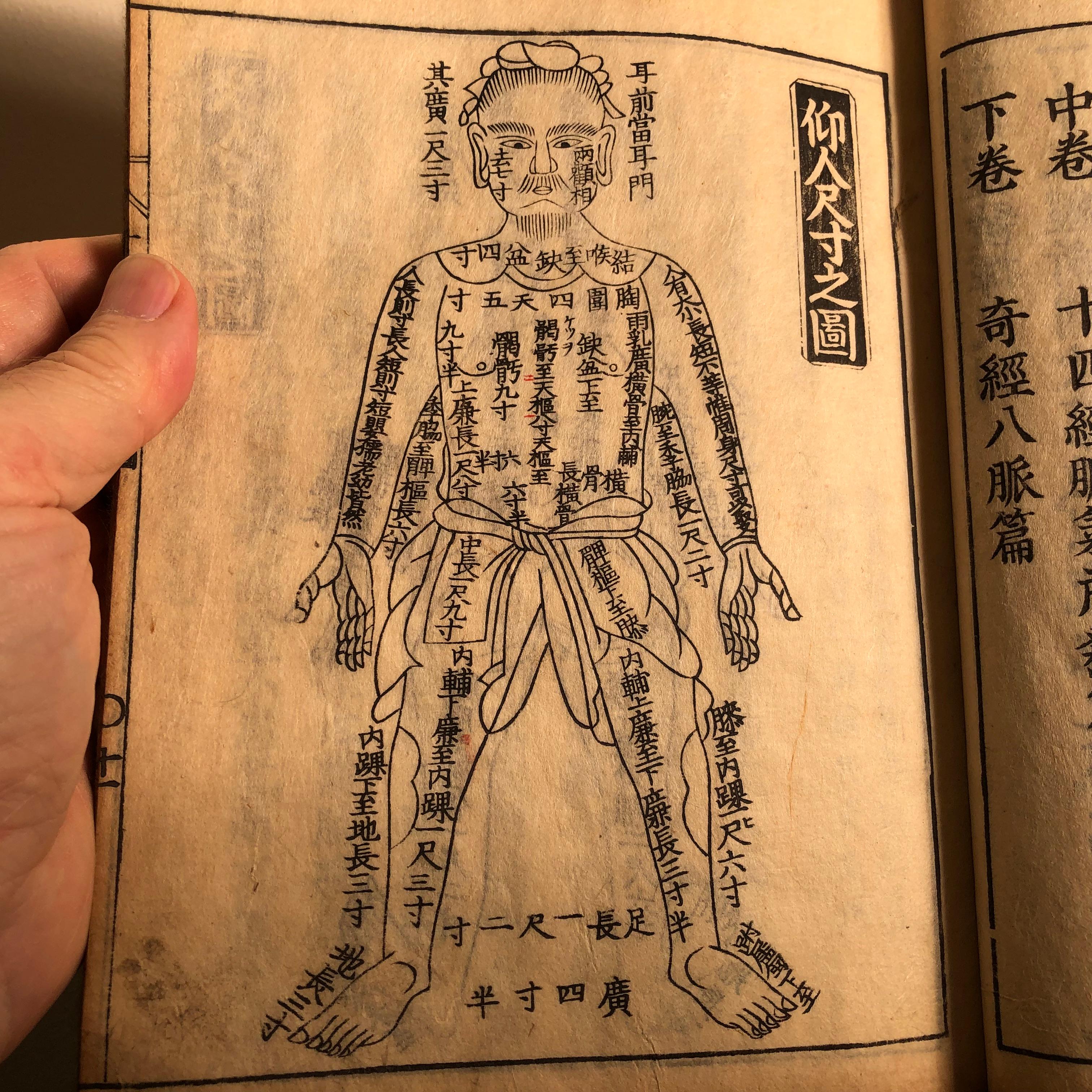 Important Japanese complete antique signed and well illustrated woodblock print book entitled: Chinese Acupuncture and 
Moxibustion- the art of Chinese acupuncture and heat therapy 

Title: Shinkan jushikeiraku hakki (jo, chu, ge in one
