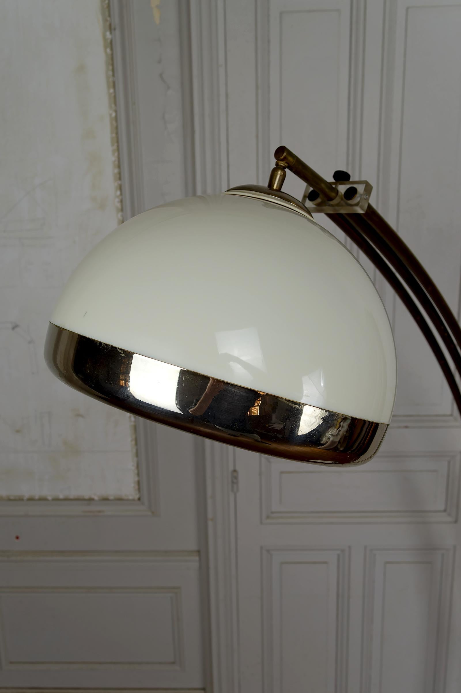Important Adjustable Arc Floor Lamp on Marble Base, Italy, Circa 1970 For Sale 1