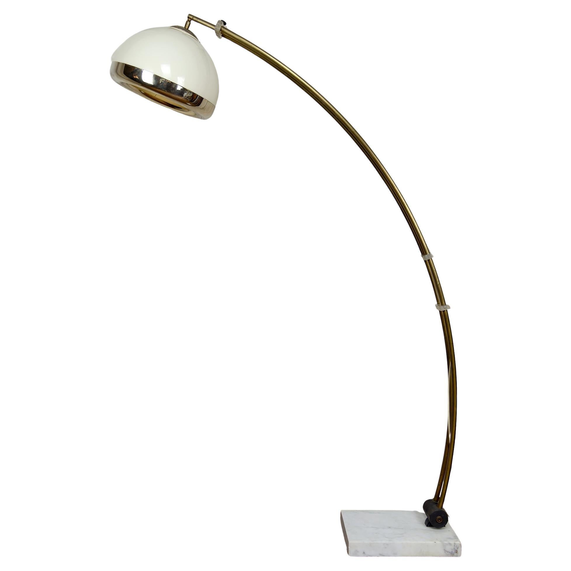 Important Adjustable Arc Floor Lamp on Marble Base, Italy, Circa 1970 For Sale
