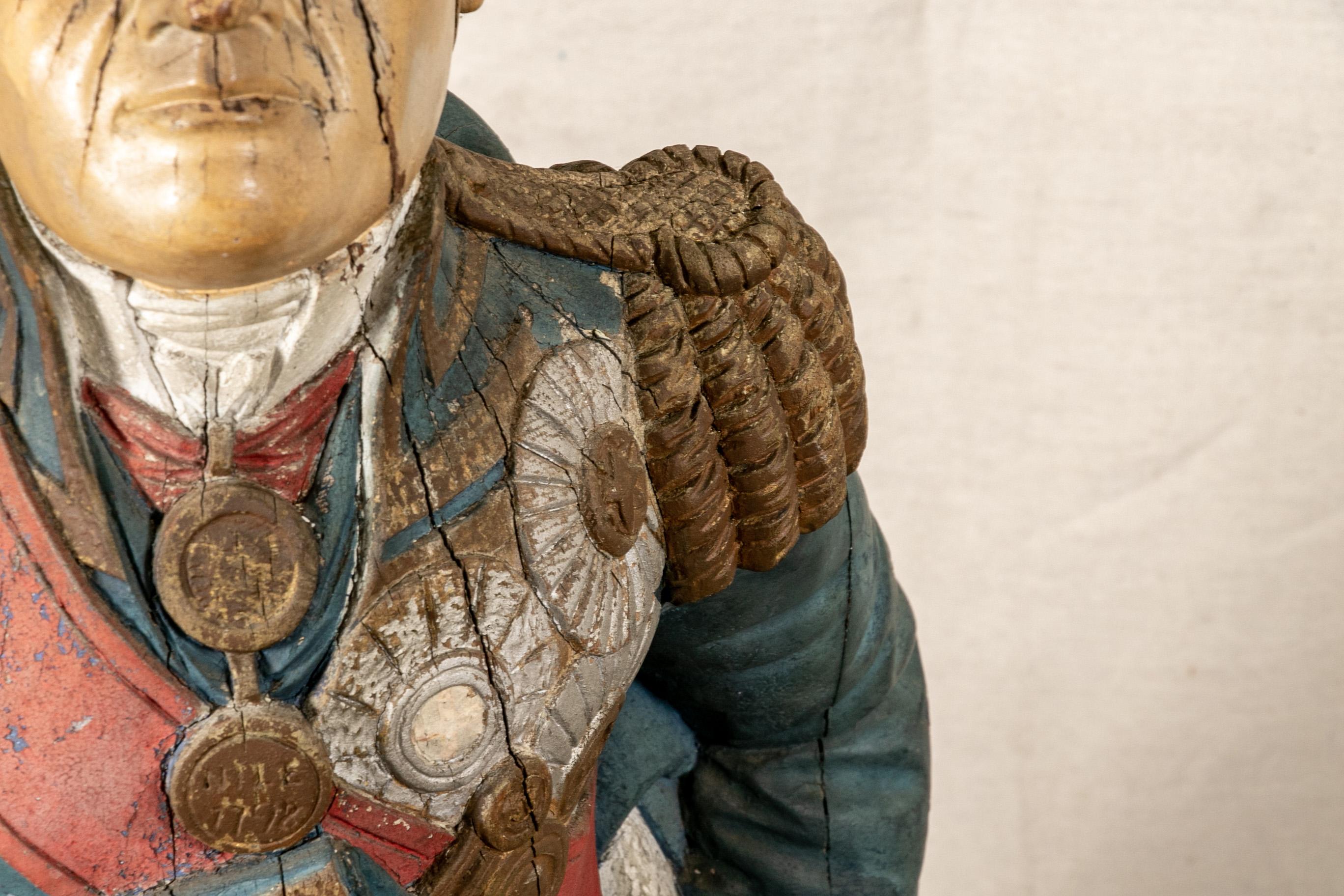 Georgian Admiral Horatio Nelson 19th Century English Ship's Figurehead- Ex H.M.S. Bo