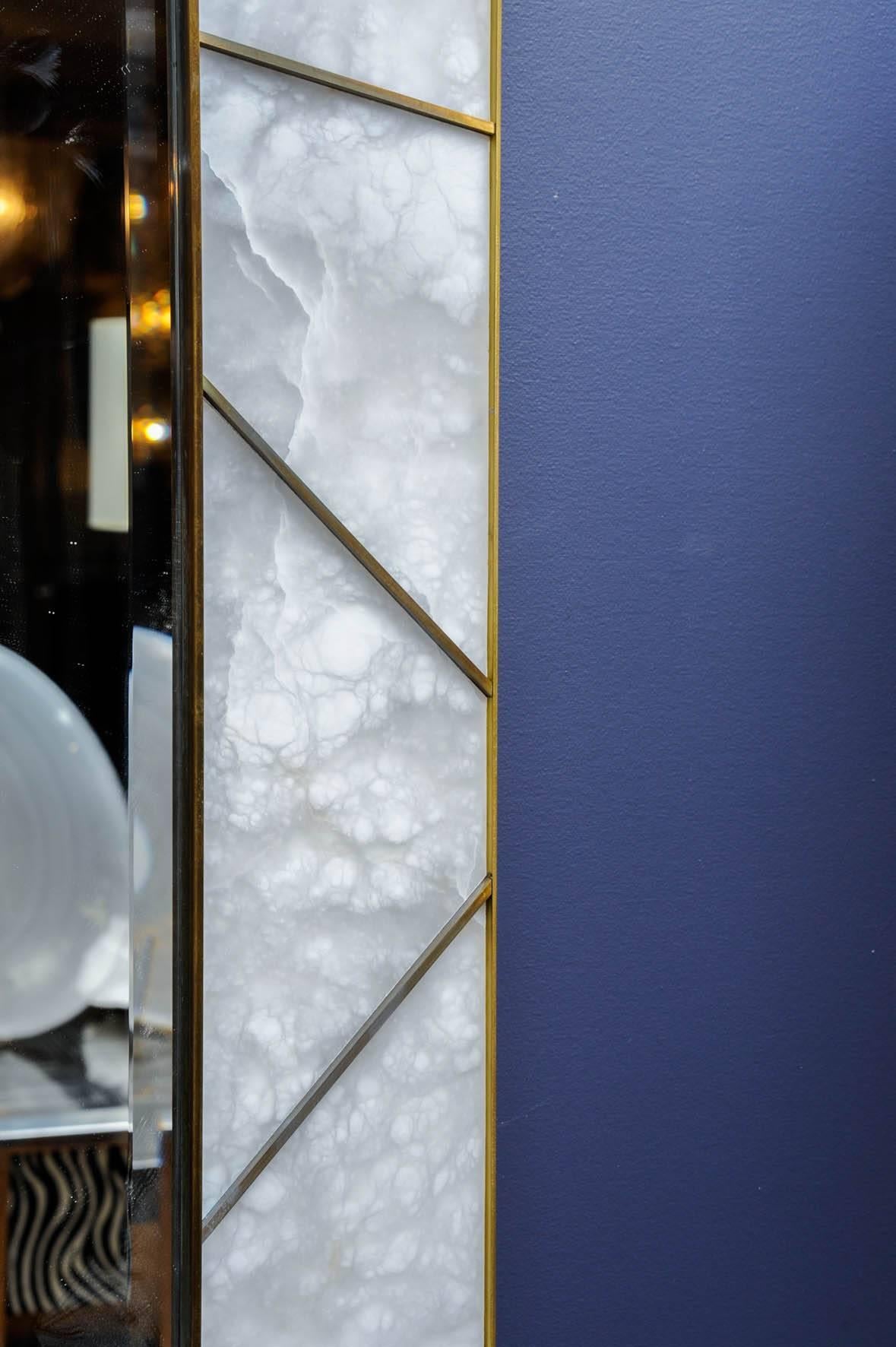 Modern Alabaster Framed Mirror