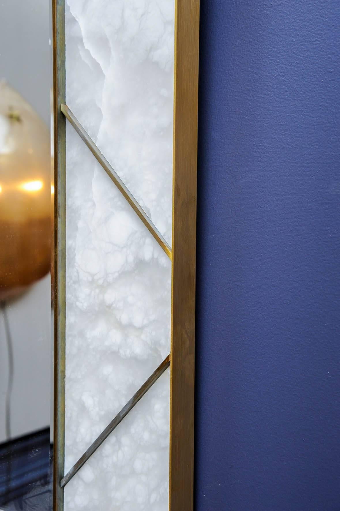 French Alabaster Framed Mirror