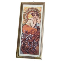 Important Alphonse Mucha Four Seasons Amber Porcelain Plaque w Swarovski Crystal