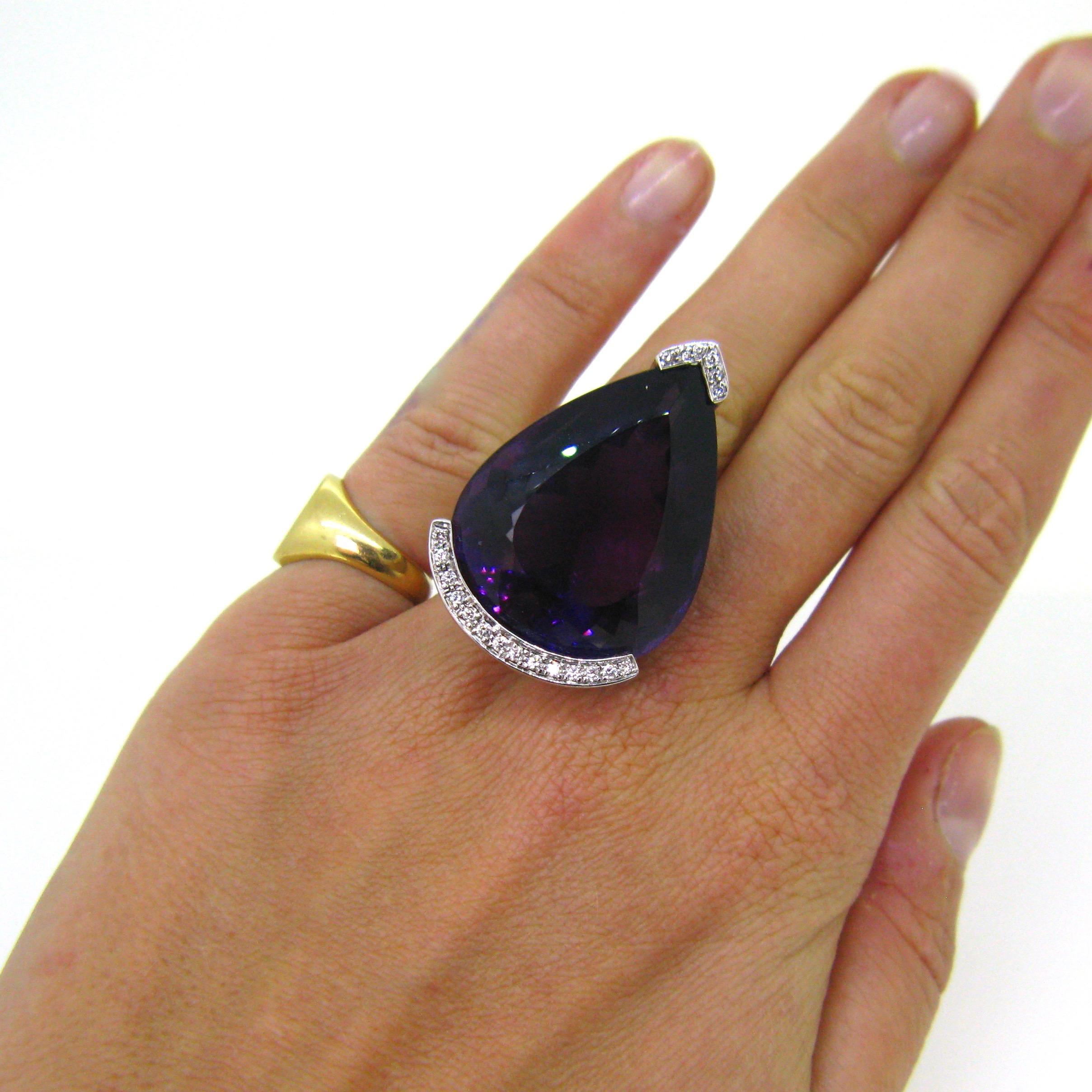 Important Amethyst Diamonds White Gold Design Fashion Cocktail Ring 1