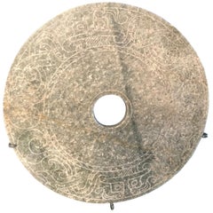 Important Ancient China Jade Bi Disc, Han Dynasty 206 BC-220 AD