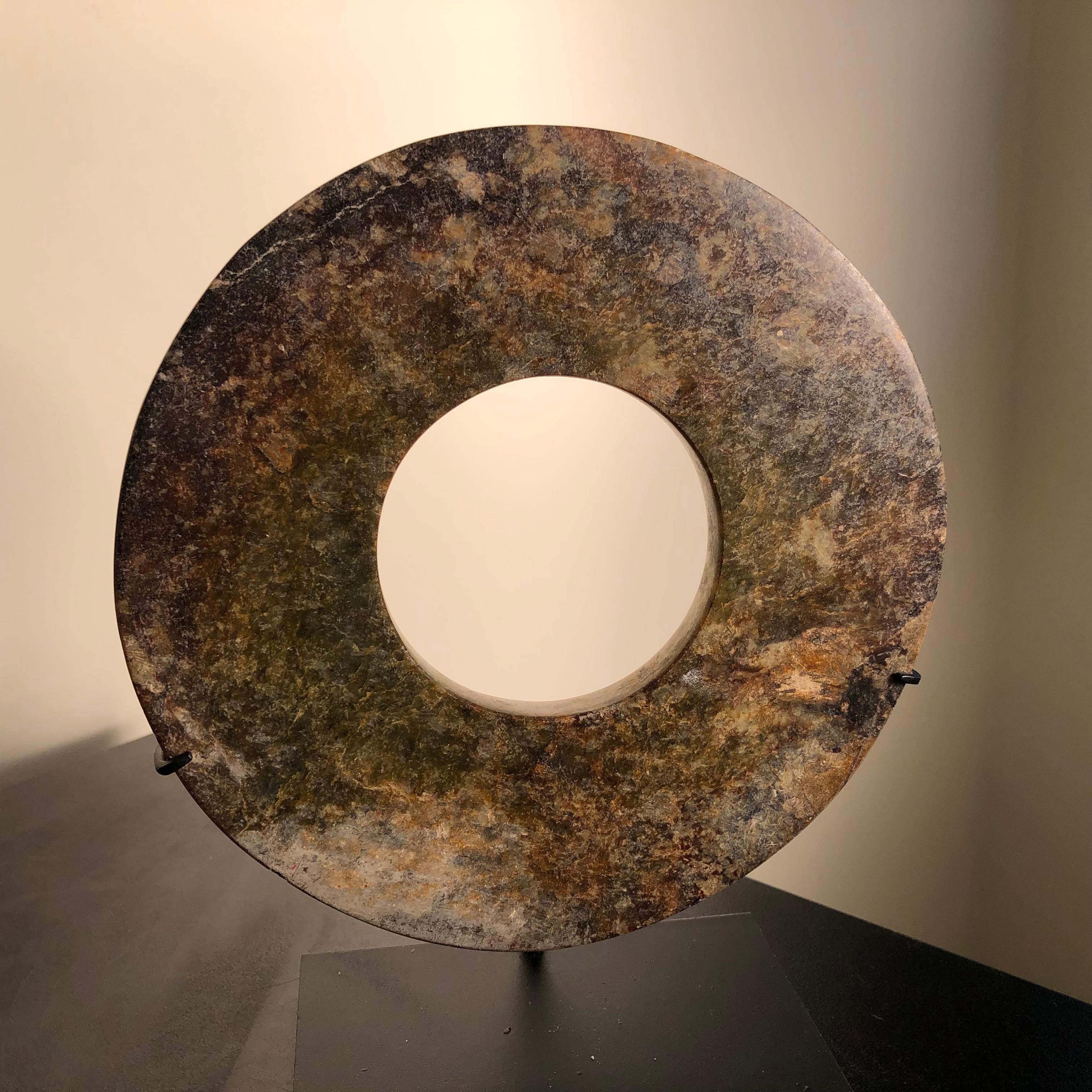 Hand-Crafted Important Ancient Chinese Heavenly Jade Bi Disc  with  Letter Of Authenticity