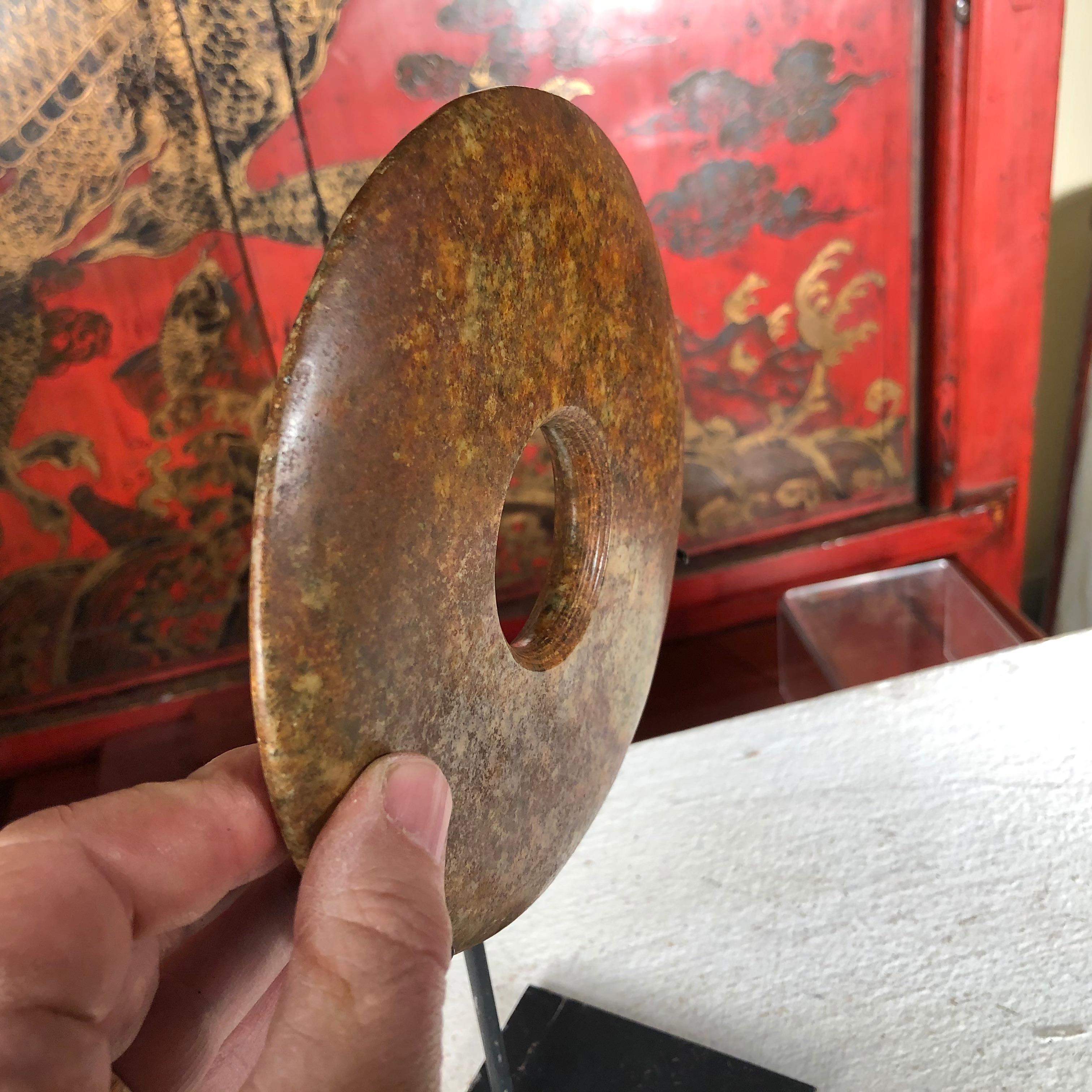 Important Ancient Chinese Heavenly Jade Bi Disc with Letter of Authenticity 5