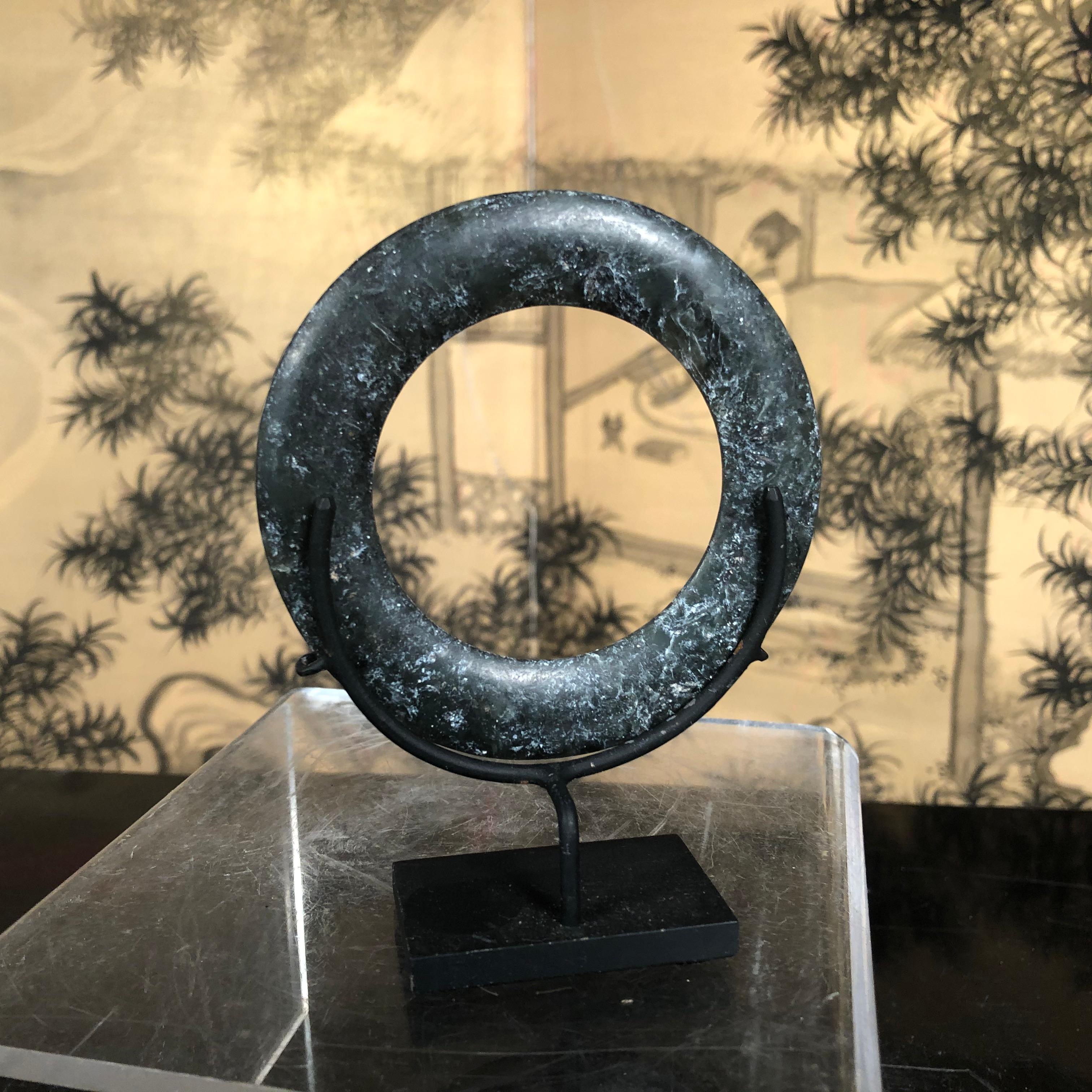 Hand-Carved Important Ancient Chinese Round Jade Ring Bi Disc, 2000 BCE