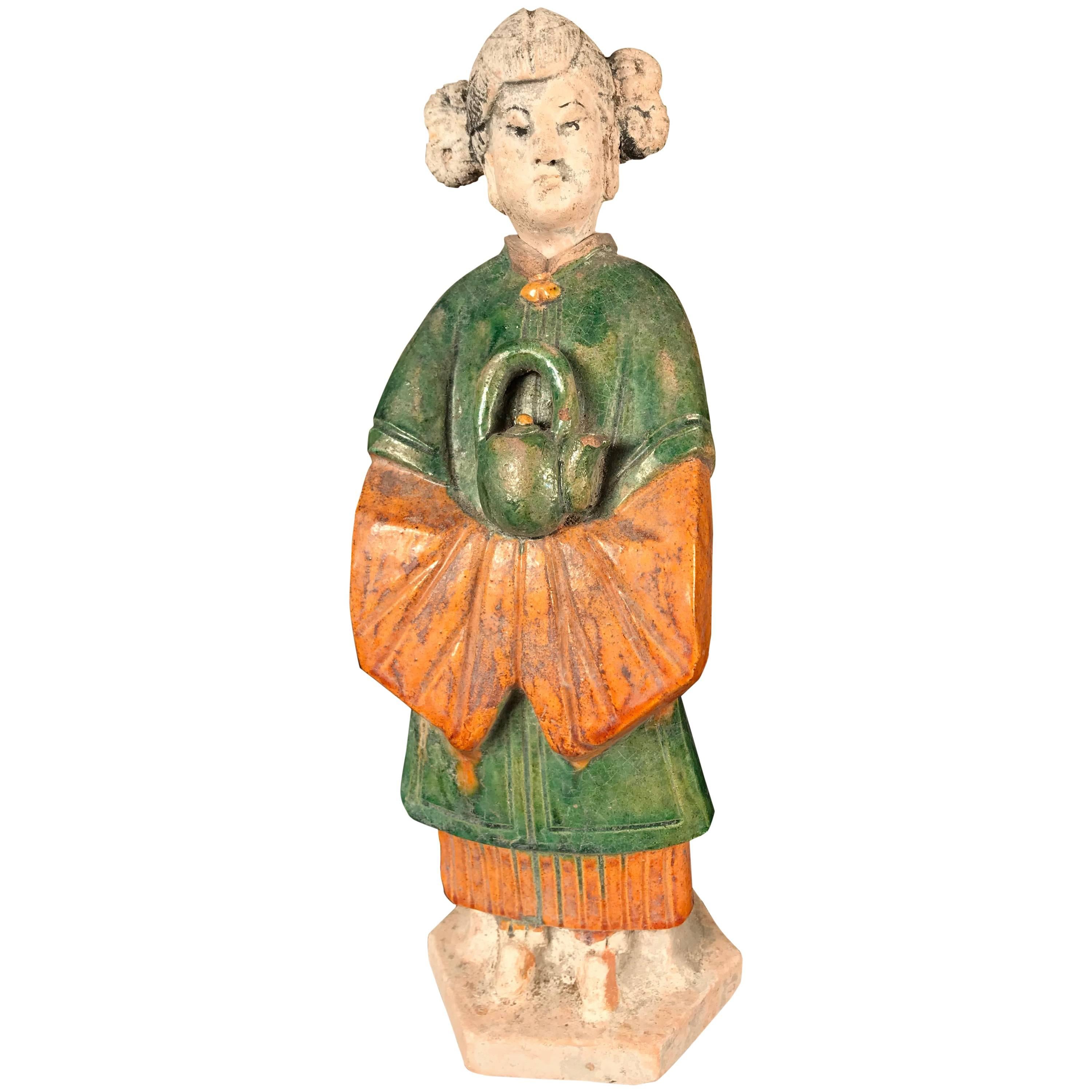 Important Ancient Chinese Tea Attendant Hand Glazed, Ming Dynasty 1368-1644