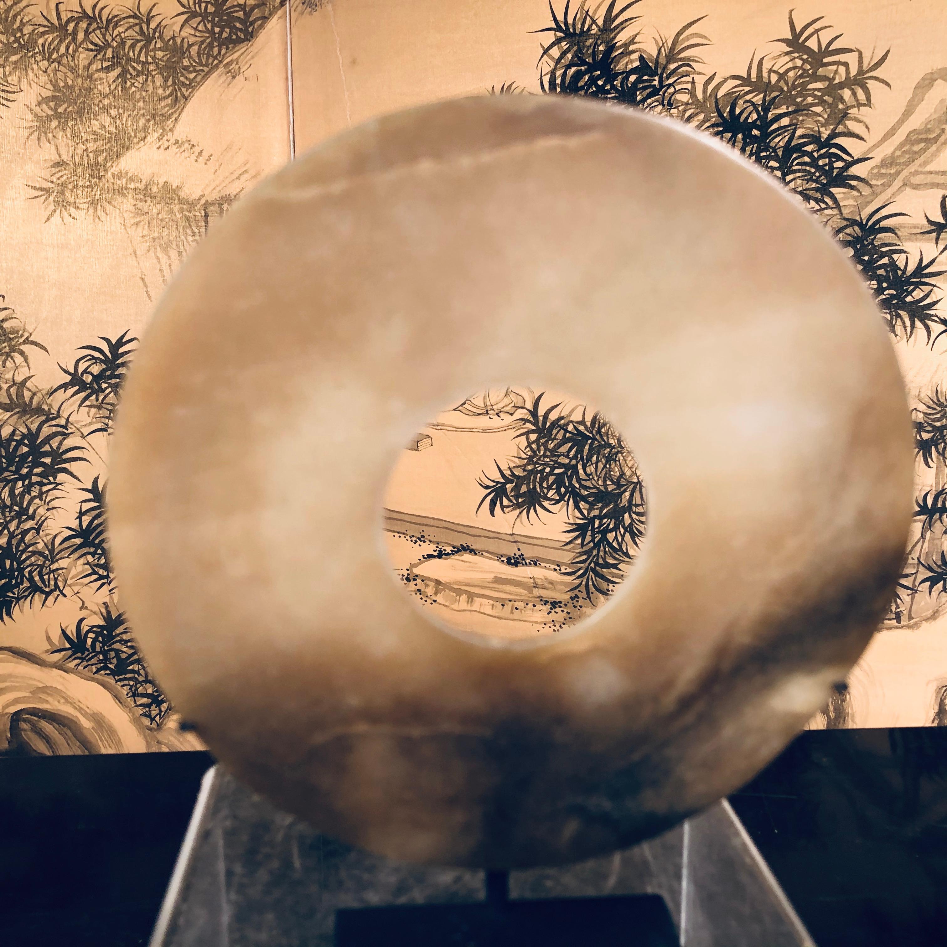 Hand-Carved Important Ancient Superb Chinese Round Jade Bi Disc, 2000 BCE