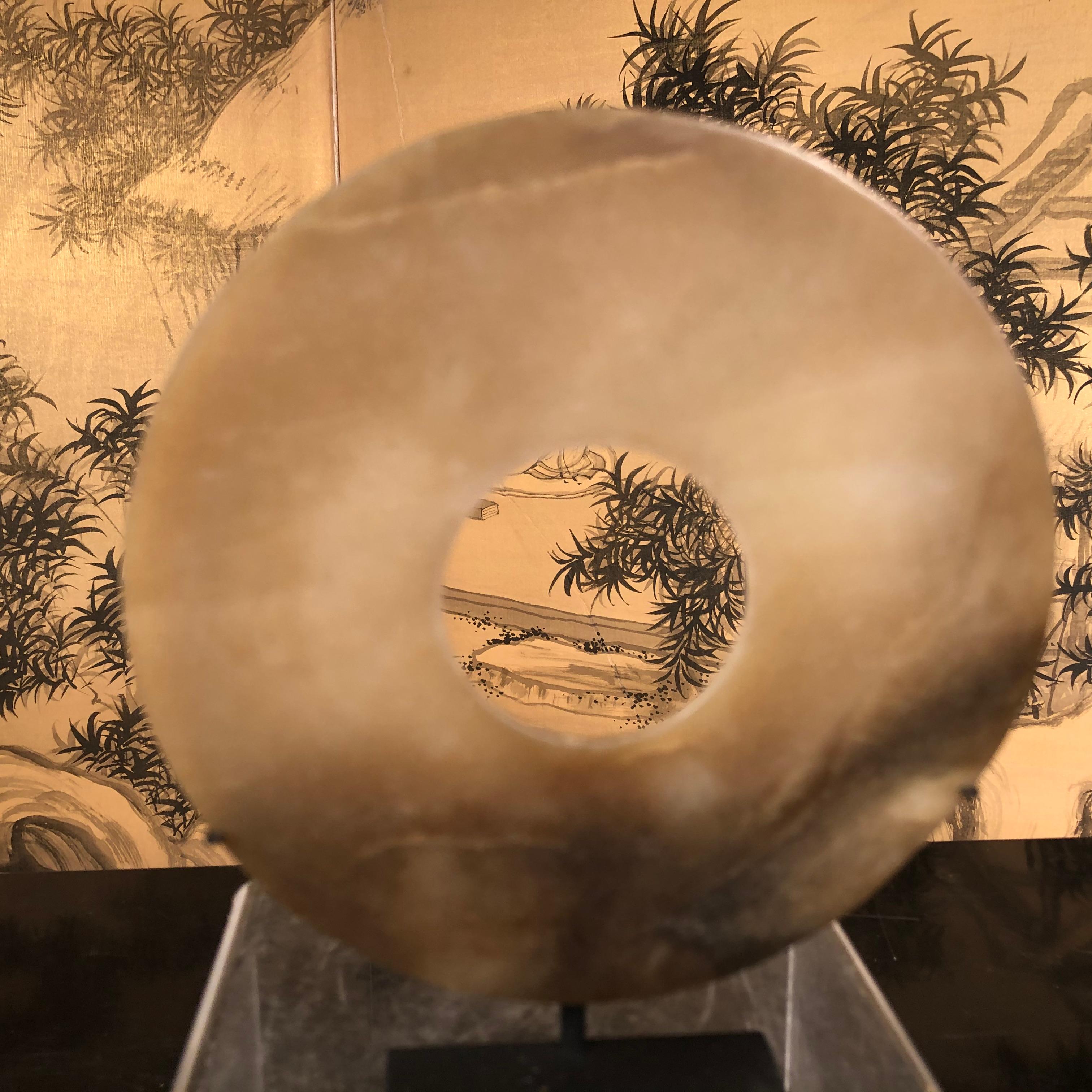 Important Ancient Superb Chinese Round Jade Bi Disc, 2000 BCE In Good Condition In South Burlington, VT