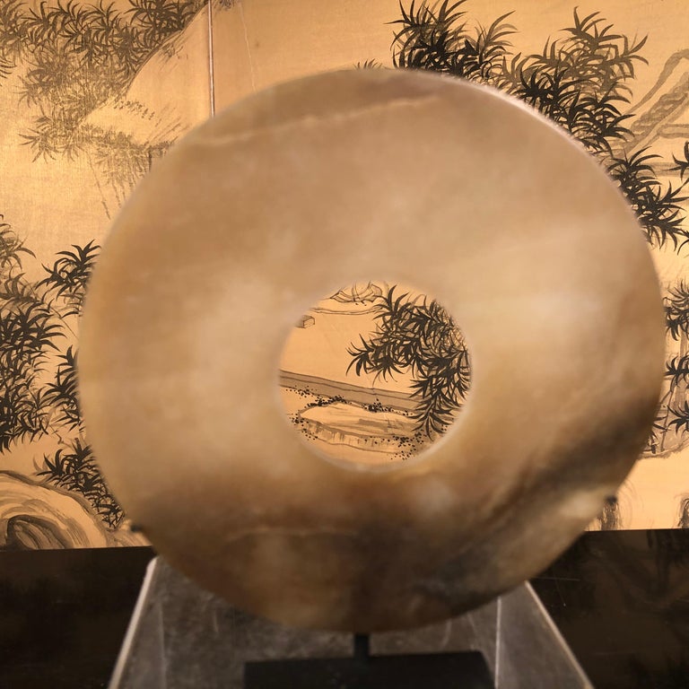 Important Ancient Superb Chinese Round Jade Bi Disc, 2000 BCE For Sale at 1stDibs