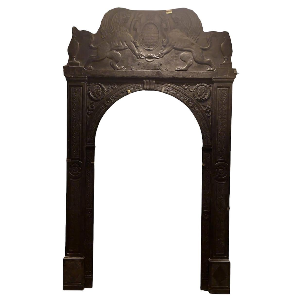 Important and Antique Portal Frame in Black Slate, 16th Century, Italy Genoa