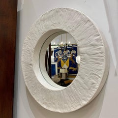 Important and Impressive French Plaster Round Mirror, Three '3' Available