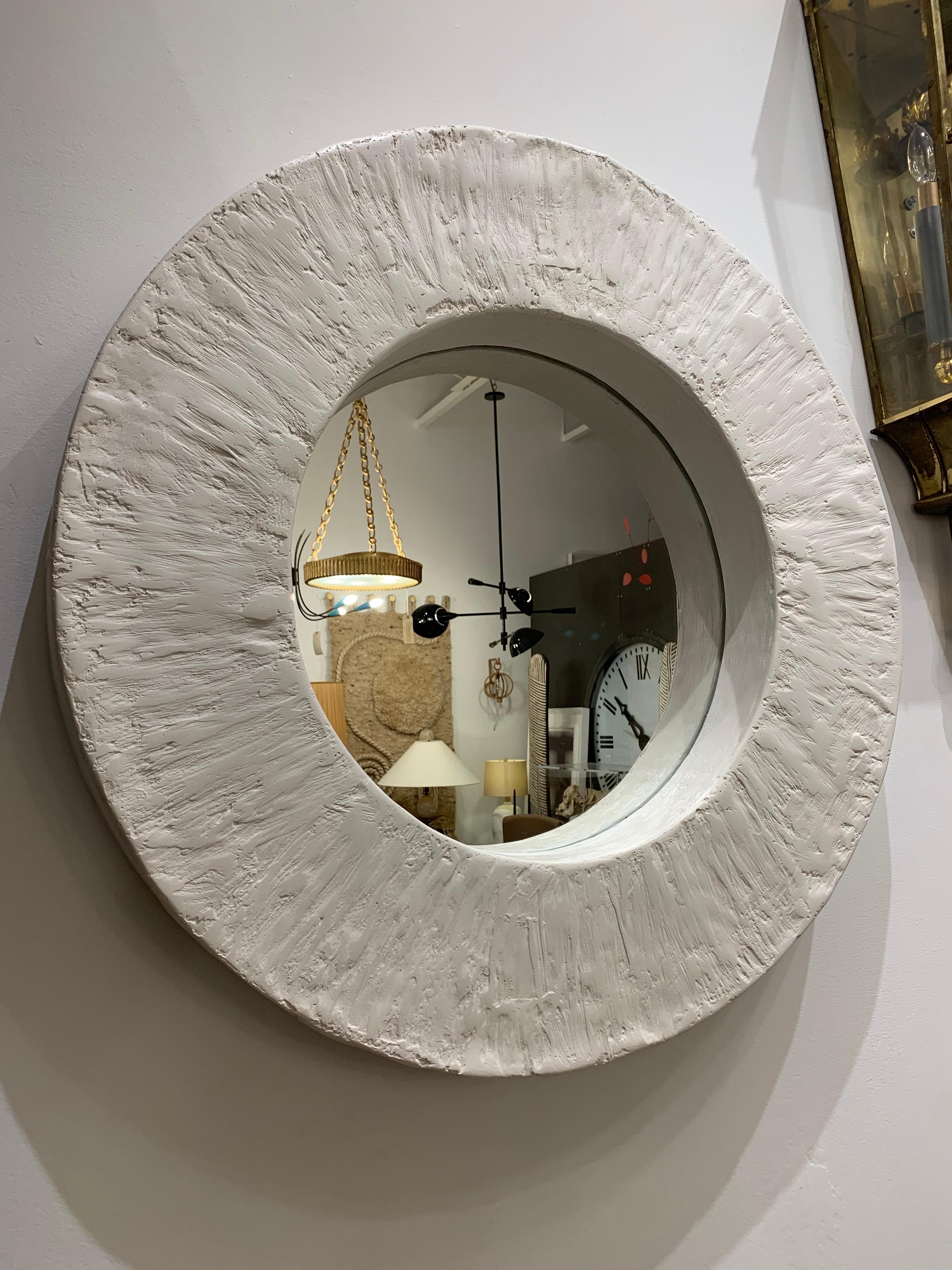 Important and Impressive French Plaster Round Mirror, Three '3' Available In Good Condition In East Hampton, NY