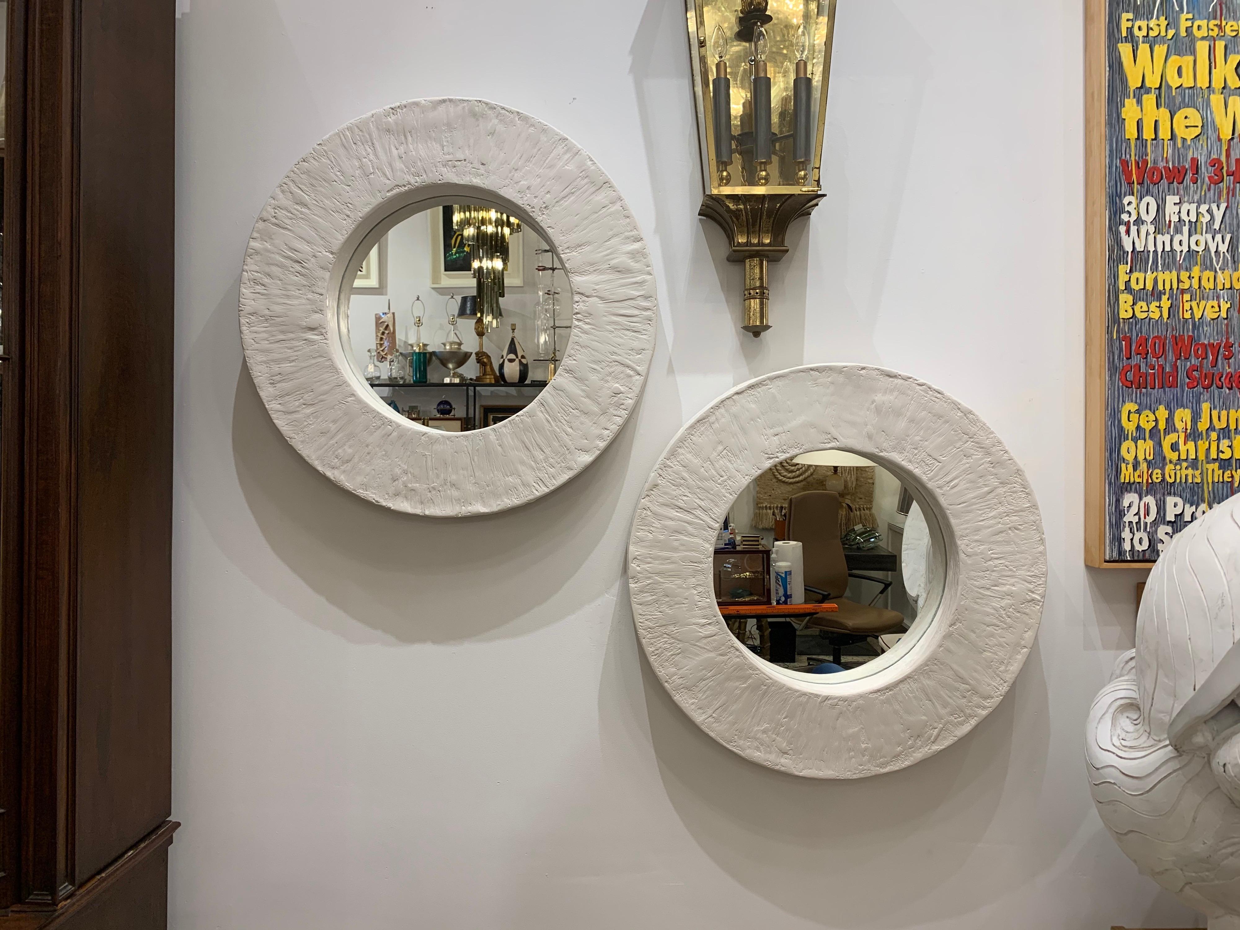 Important and Impressive French Plaster Round Mirror, Three '3' Available 1