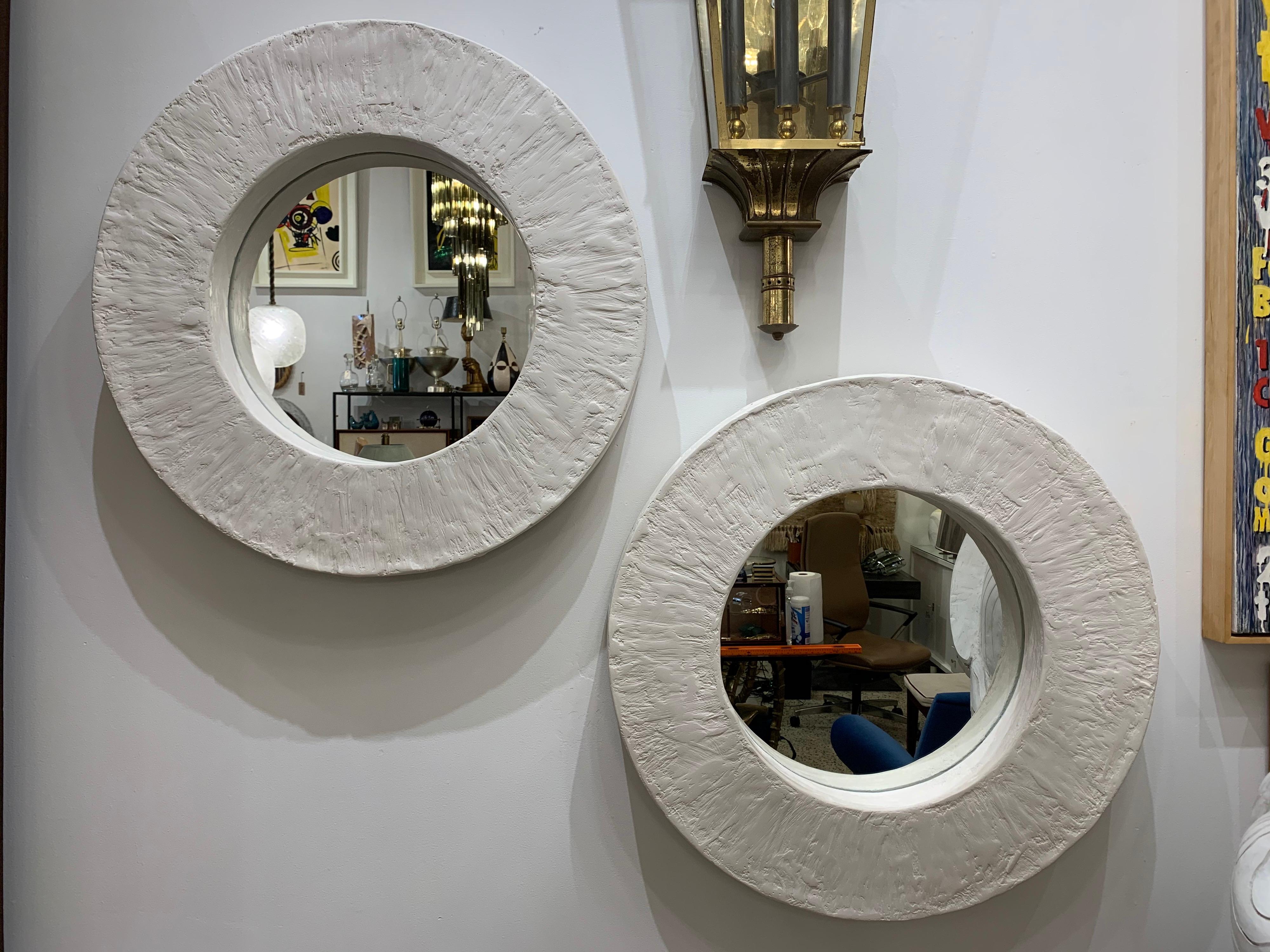 Important and Impressive French Plaster Round Mirror, Three '3' Available 2