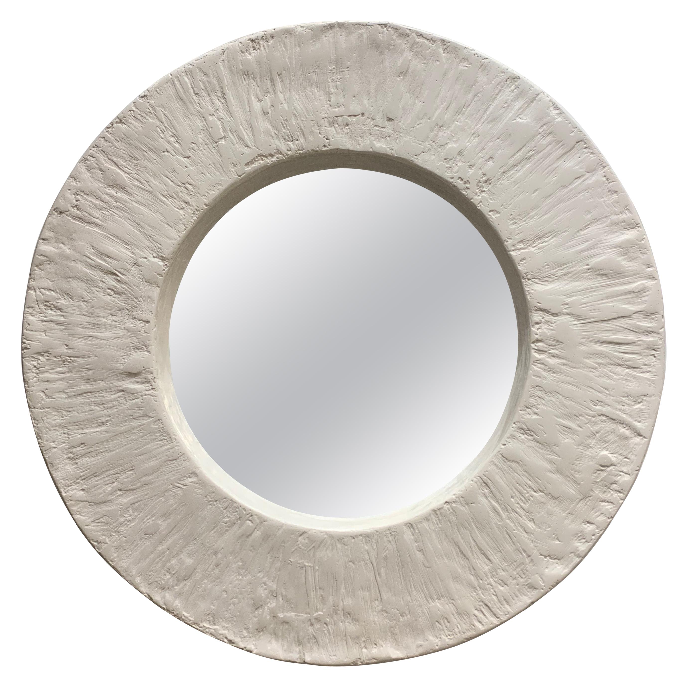 Important and Impressive French Plaster Round Mirror, Three '3' Available