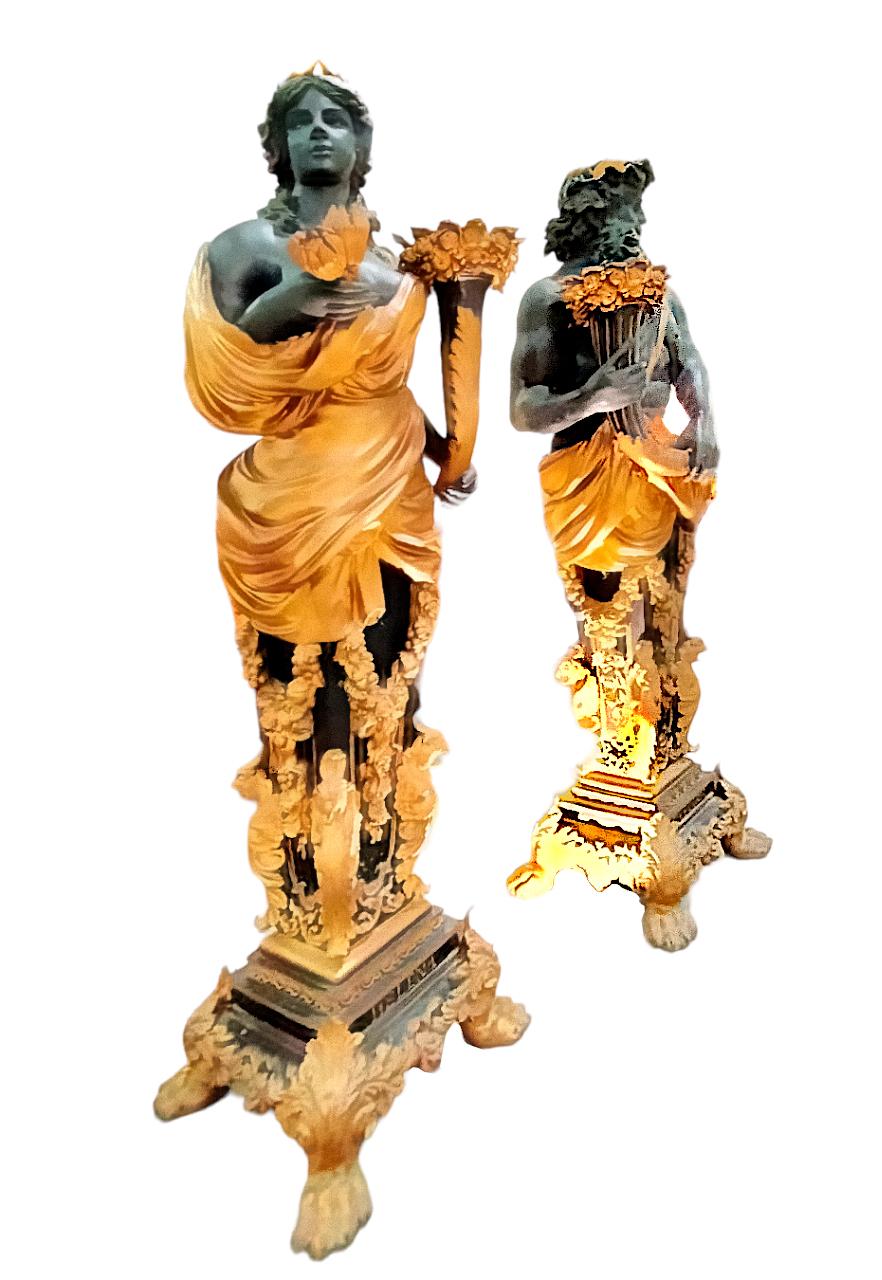 Importante et impressionnante paire de sculptures en bronze du XIXe siècle en vente 11