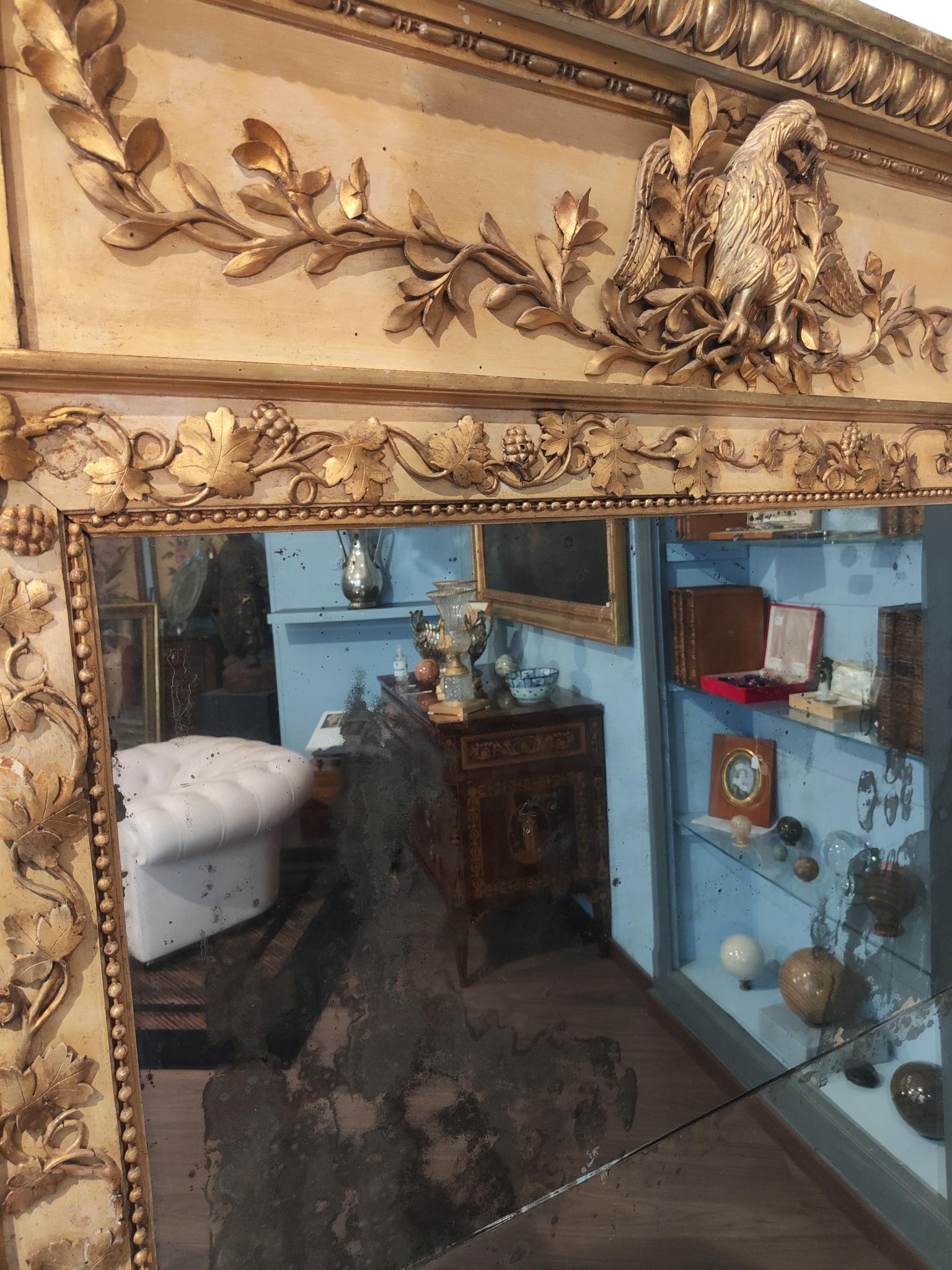 Wood Important and Large Neoclassical Mirror For Sale