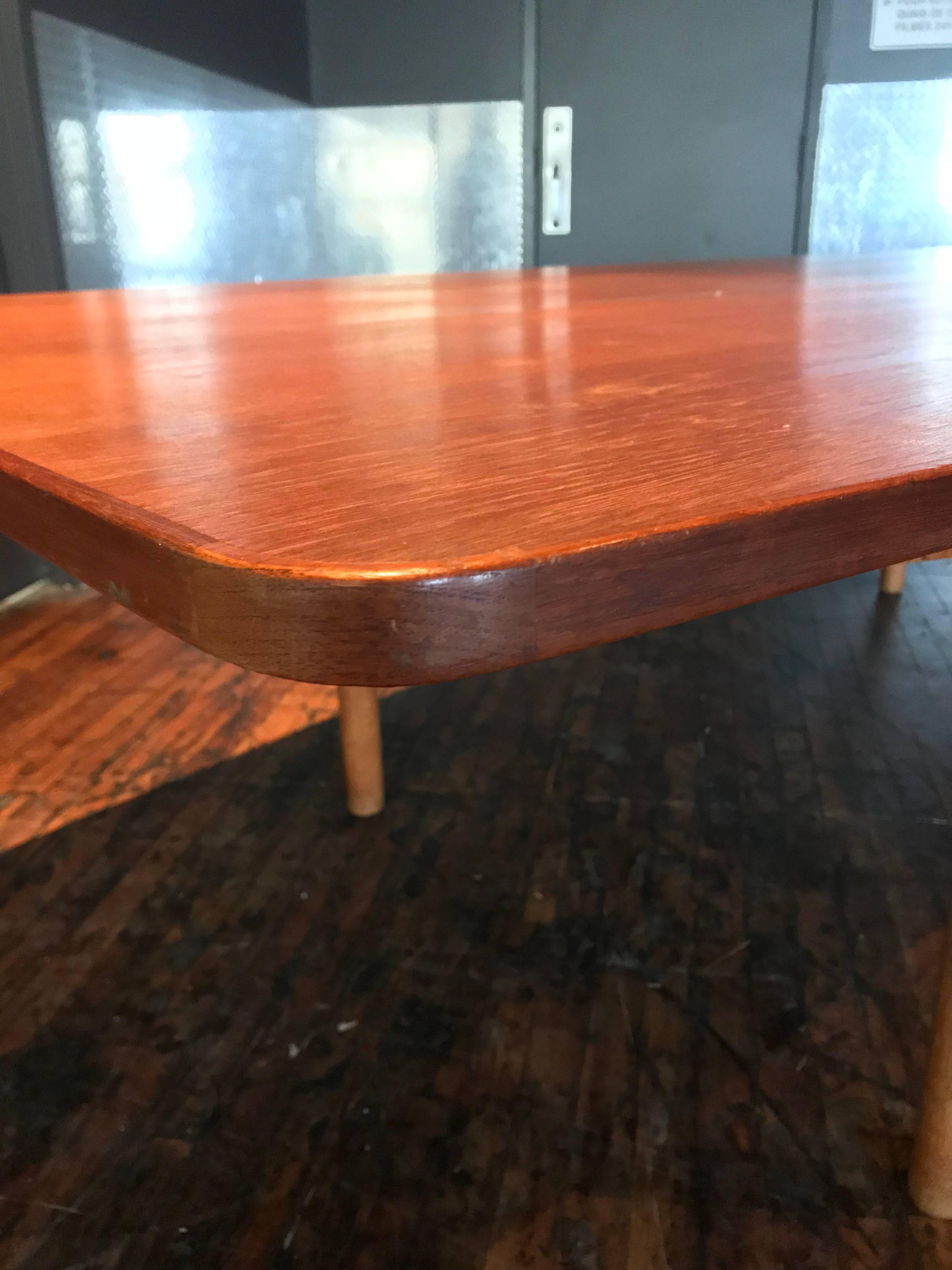 Mid-20th Century Important and Large Teak and Oak Dining or Conference Table by Hans Wegner For Sale