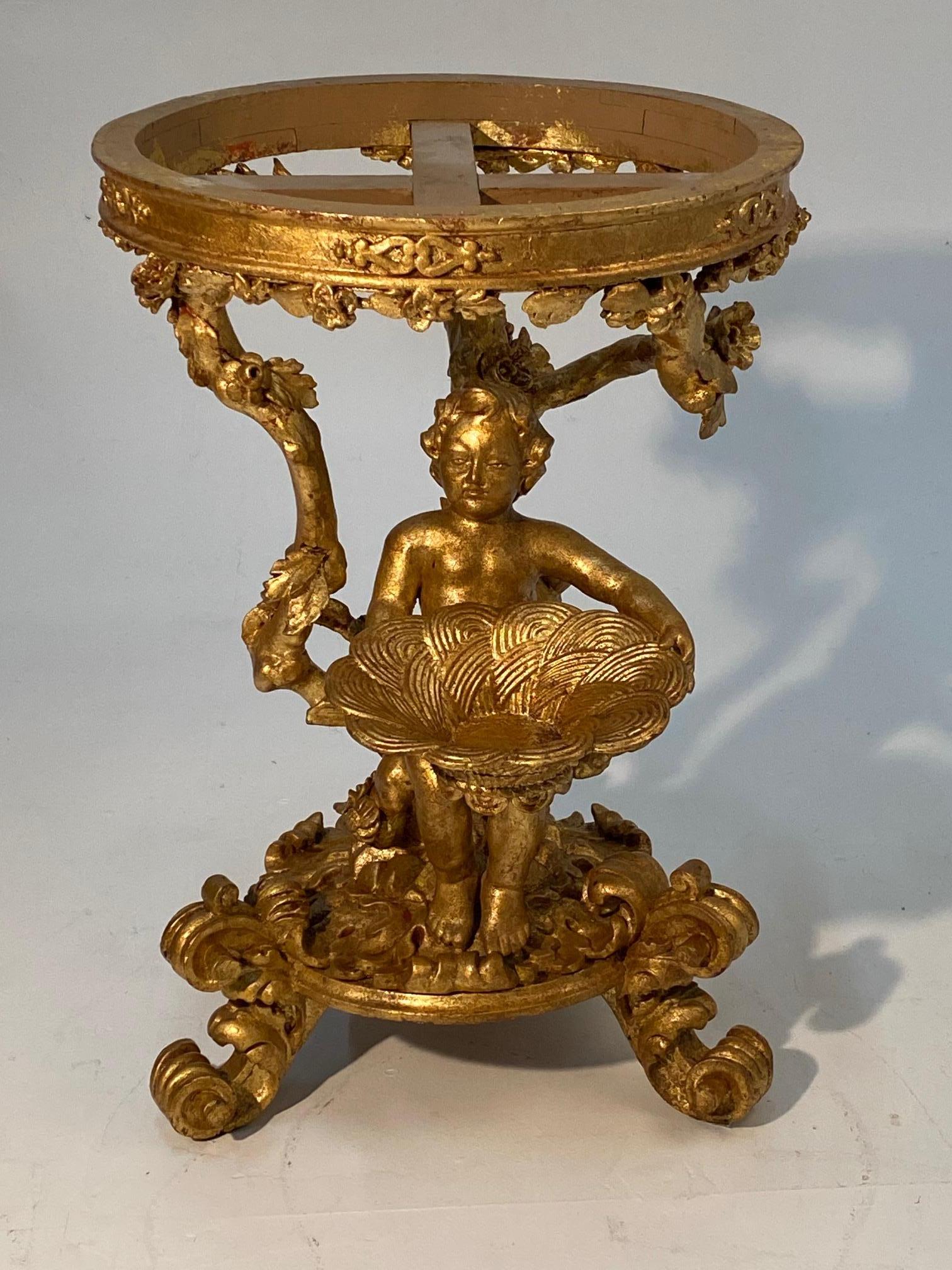 Mid-20th Century Important and Ornate Rococo Venetian Center Side Table with Marble Top