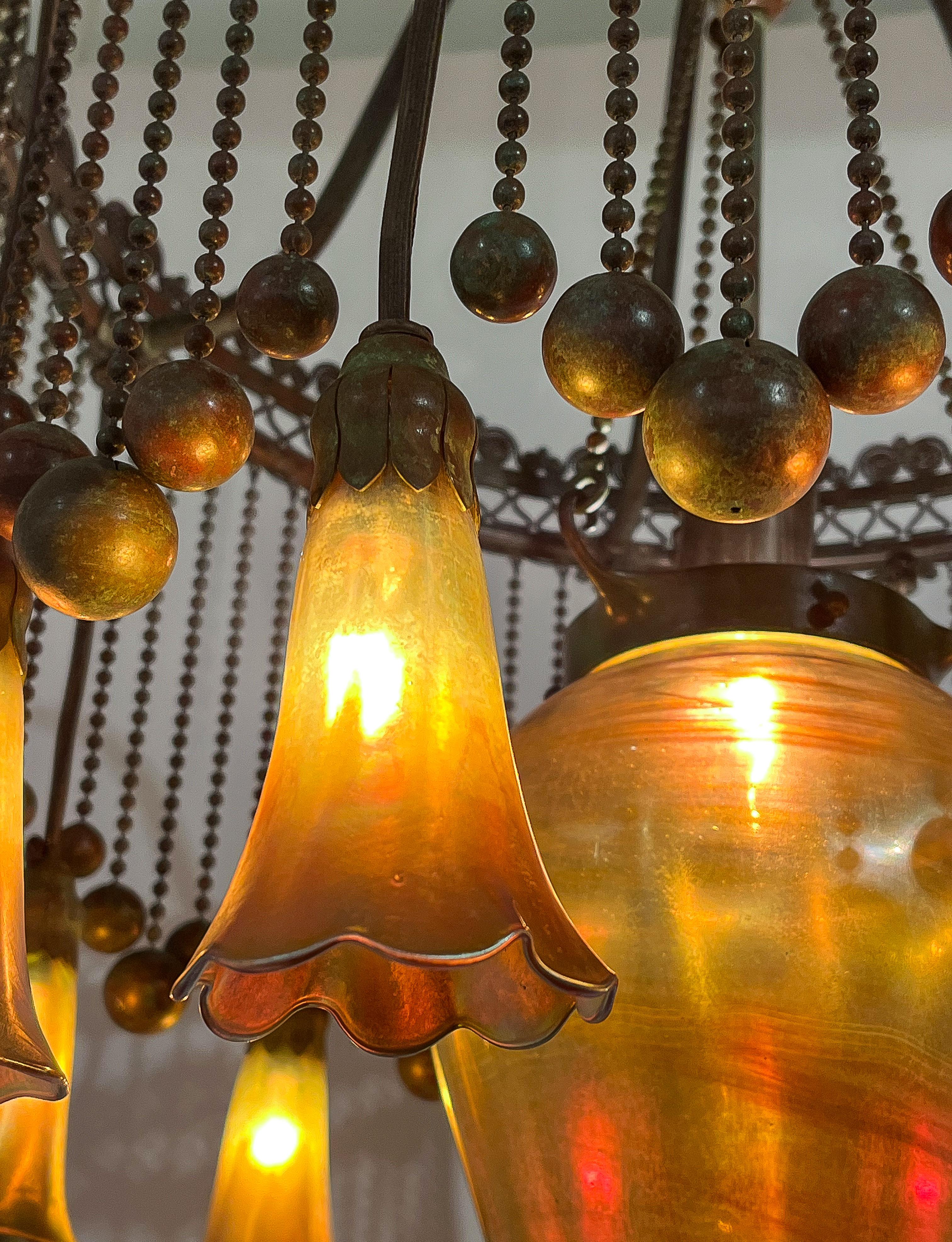 Important and Rare 12-Light Moorish Hanging Fixture, by Tiffany Studios In Good Condition In New York, NY
