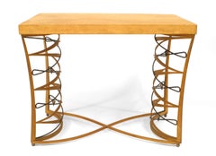 Französischer Art-déco-Mitteltisch aus Dufrene-Stahl und Pergament im Art déco-Stil