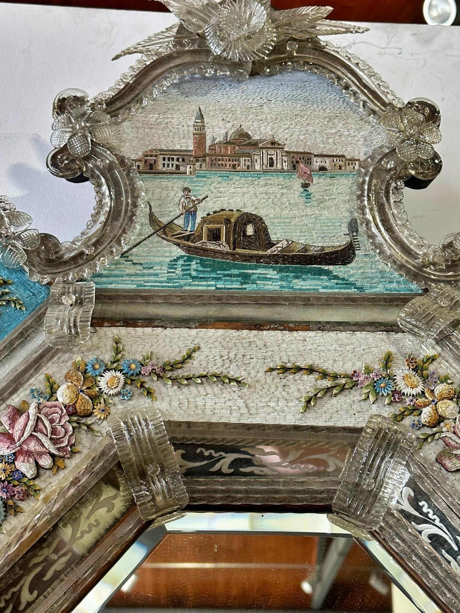 Important and Rare Italian Mirror with Micromosaic 19th Century For Sale 5