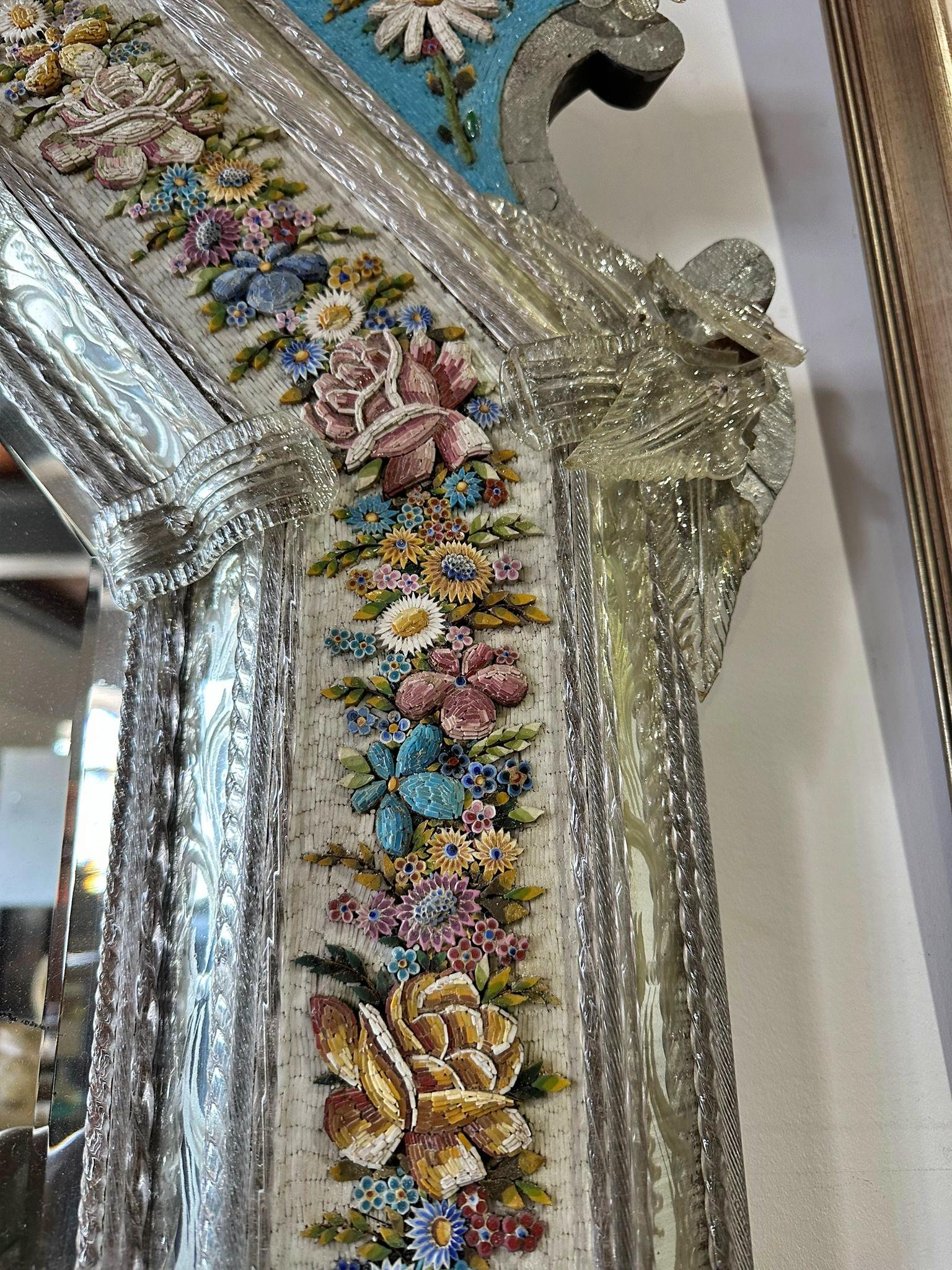 Important and Rare Italian Mirror with Micromosaic 19th Century For Sale 6