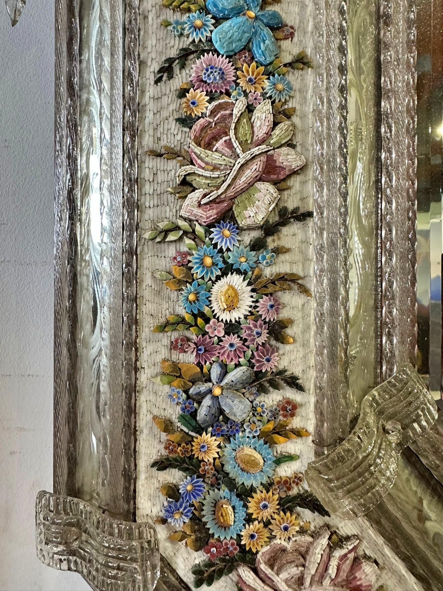 Important and Rare Italian Mirror with Micromosaic 19th Century For Sale 10