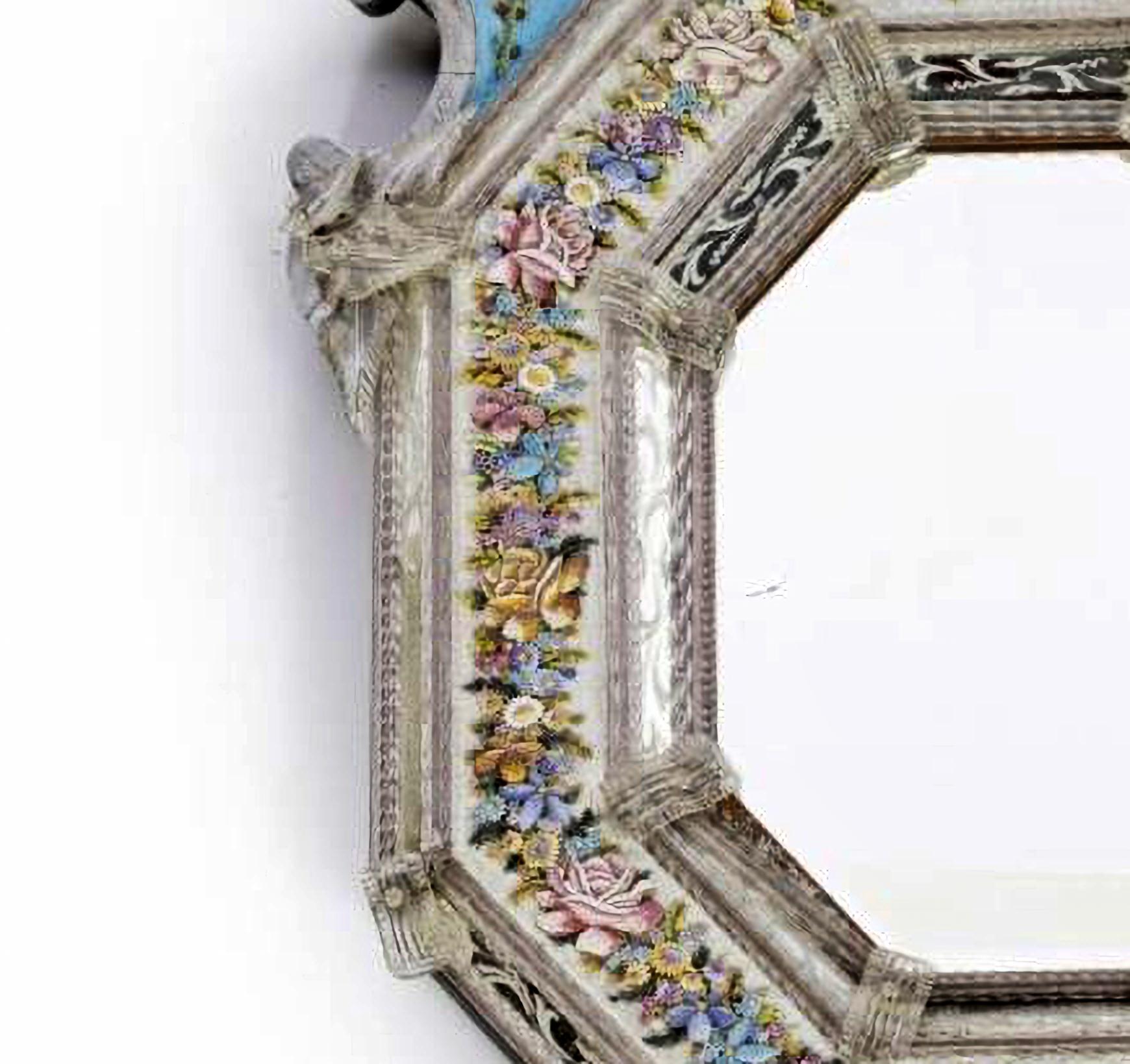 Baroque Important and Rare Italian Mirror with Micromosaic 19th Century For Sale
