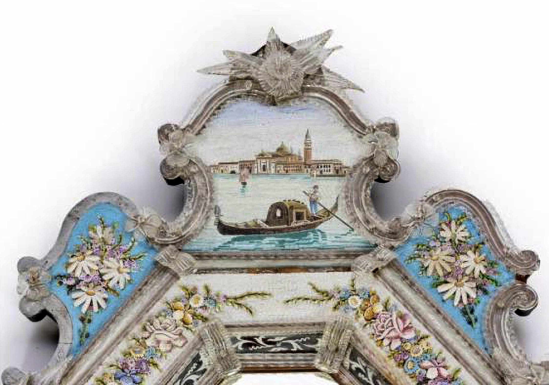 Hand-Crafted Important and Rare Italian Mirror with Micromosaic 19th Century For Sale
