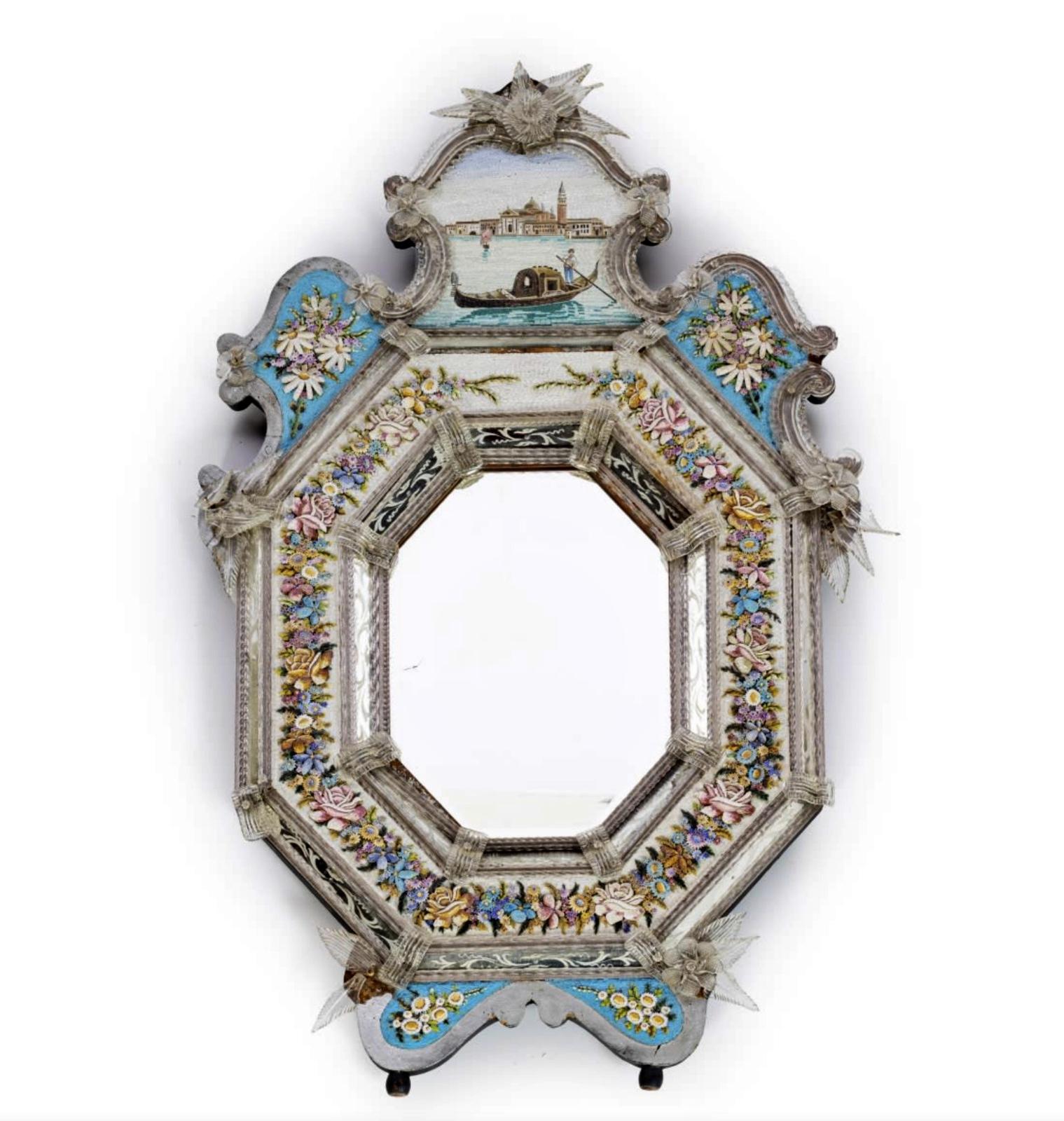 Important and Rare Italian Mirror with Micromosaic 19th Century In Good Condition For Sale In Madrid, ES