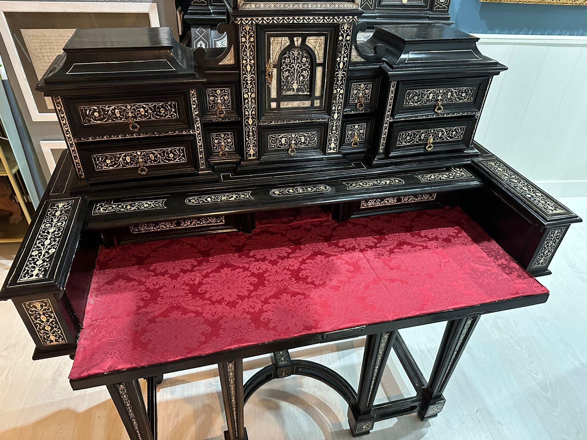 Italian Important and Rare Joseph Bertin - Milan - Ebene Desk 19th Century For Sale